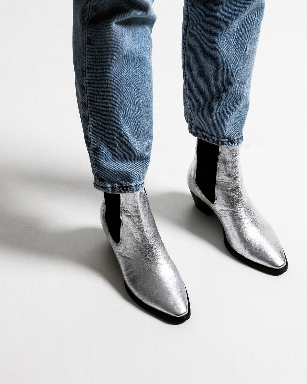 Bikkou 3PM Friday Rocks silver pinatex ankle boots worn
