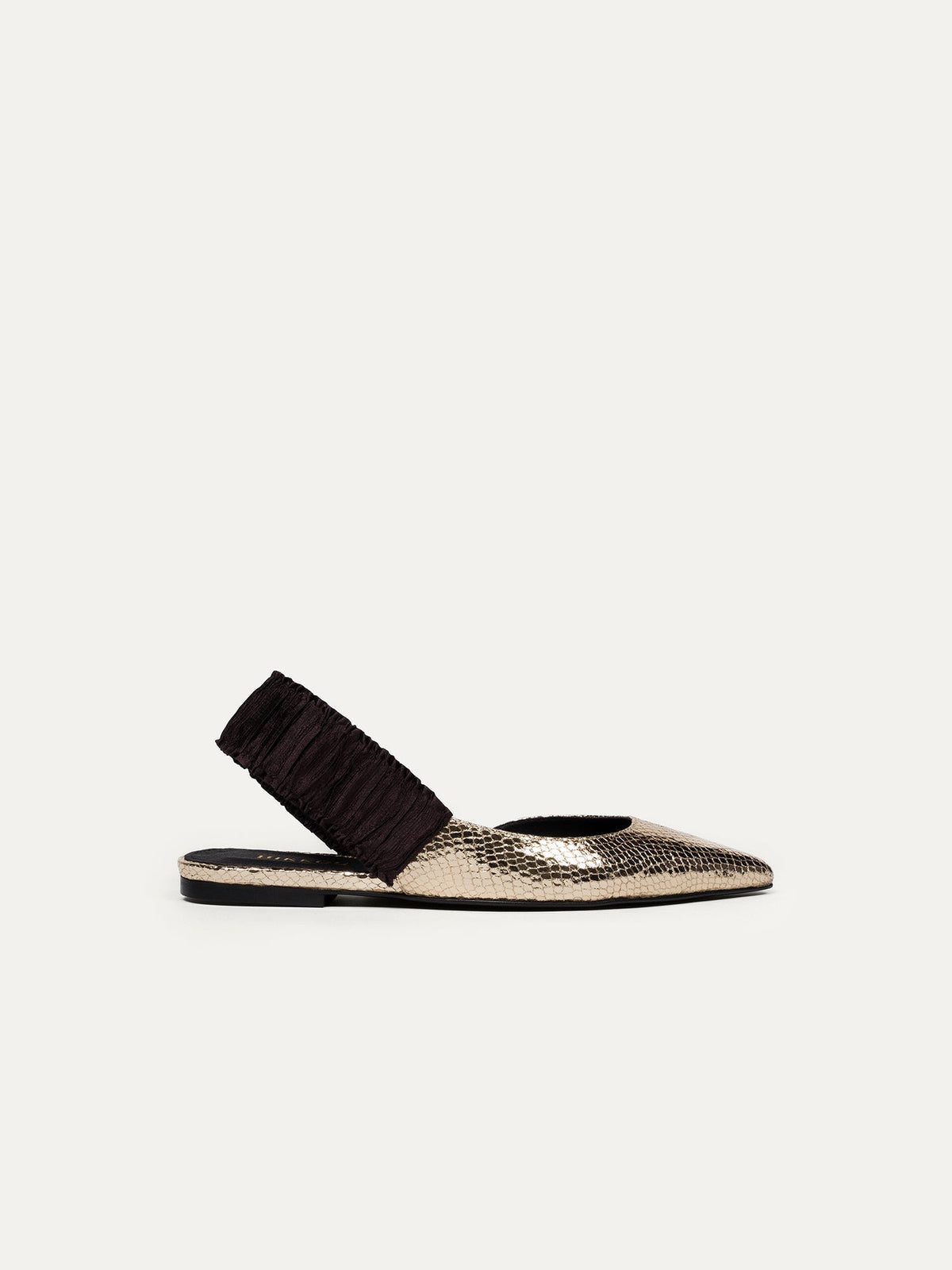 Bikkou 11:30AM Sunday Brunch vegan gold python slip on pointy mule