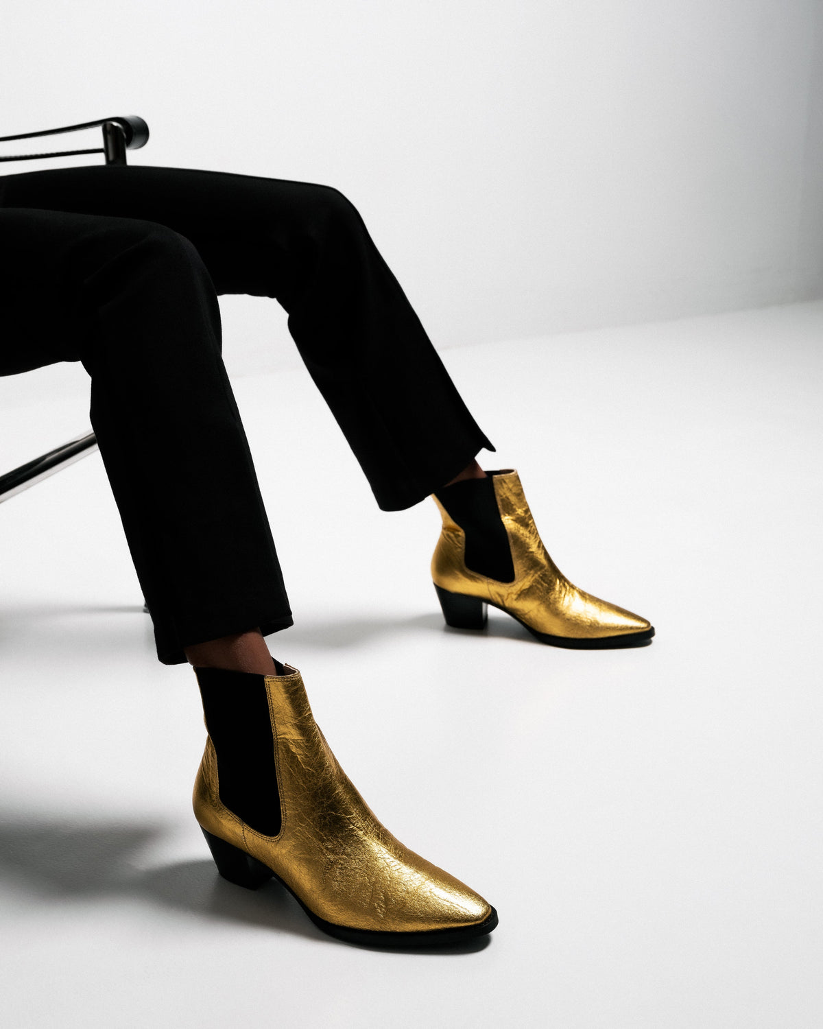 Bikkou 3PM Friday Rocks gold pinatex ankle boots worn