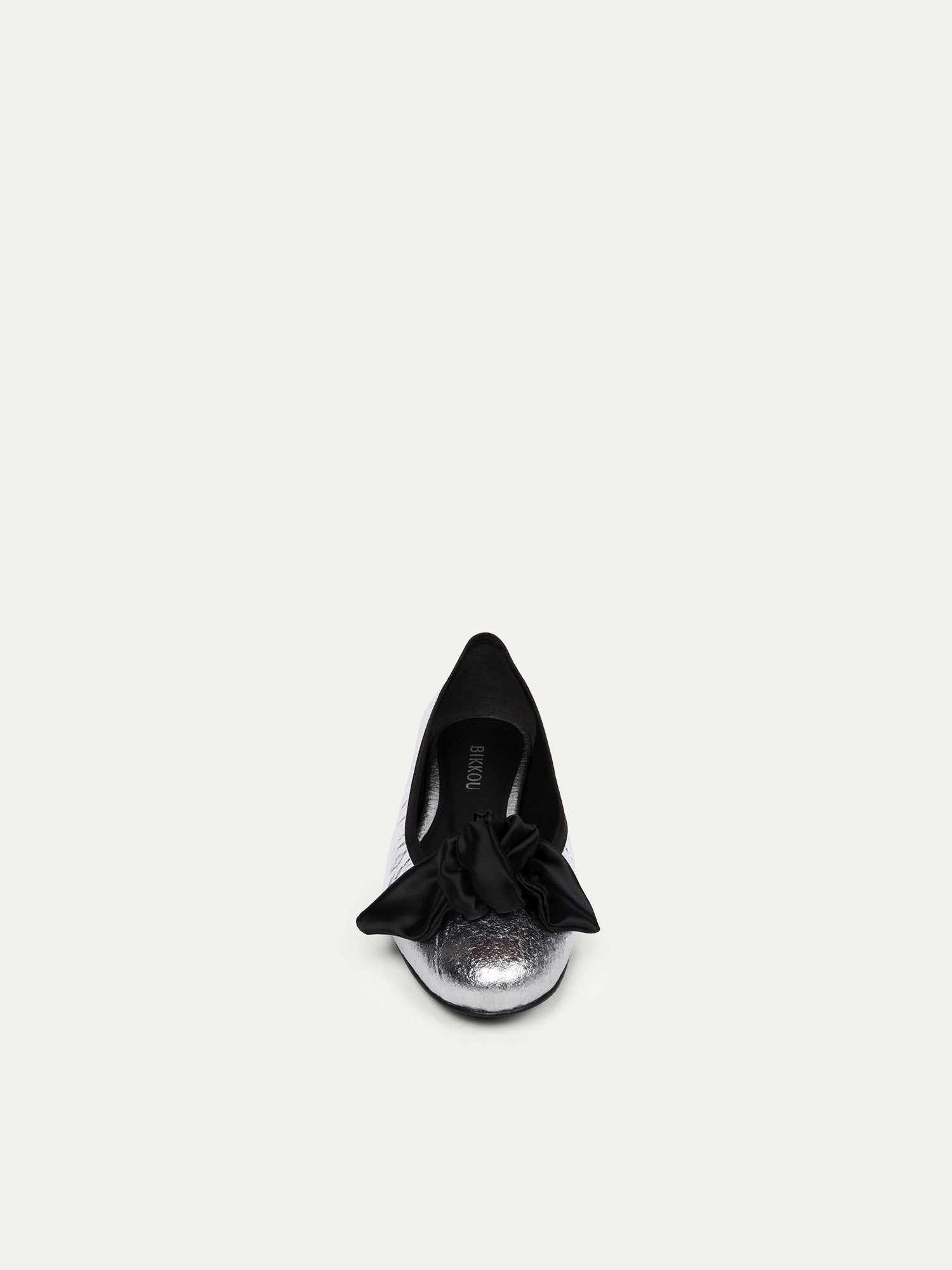Grey metallic ballerina flats 9:30 am Hearing in Court made of Piñatex by Bikkou
