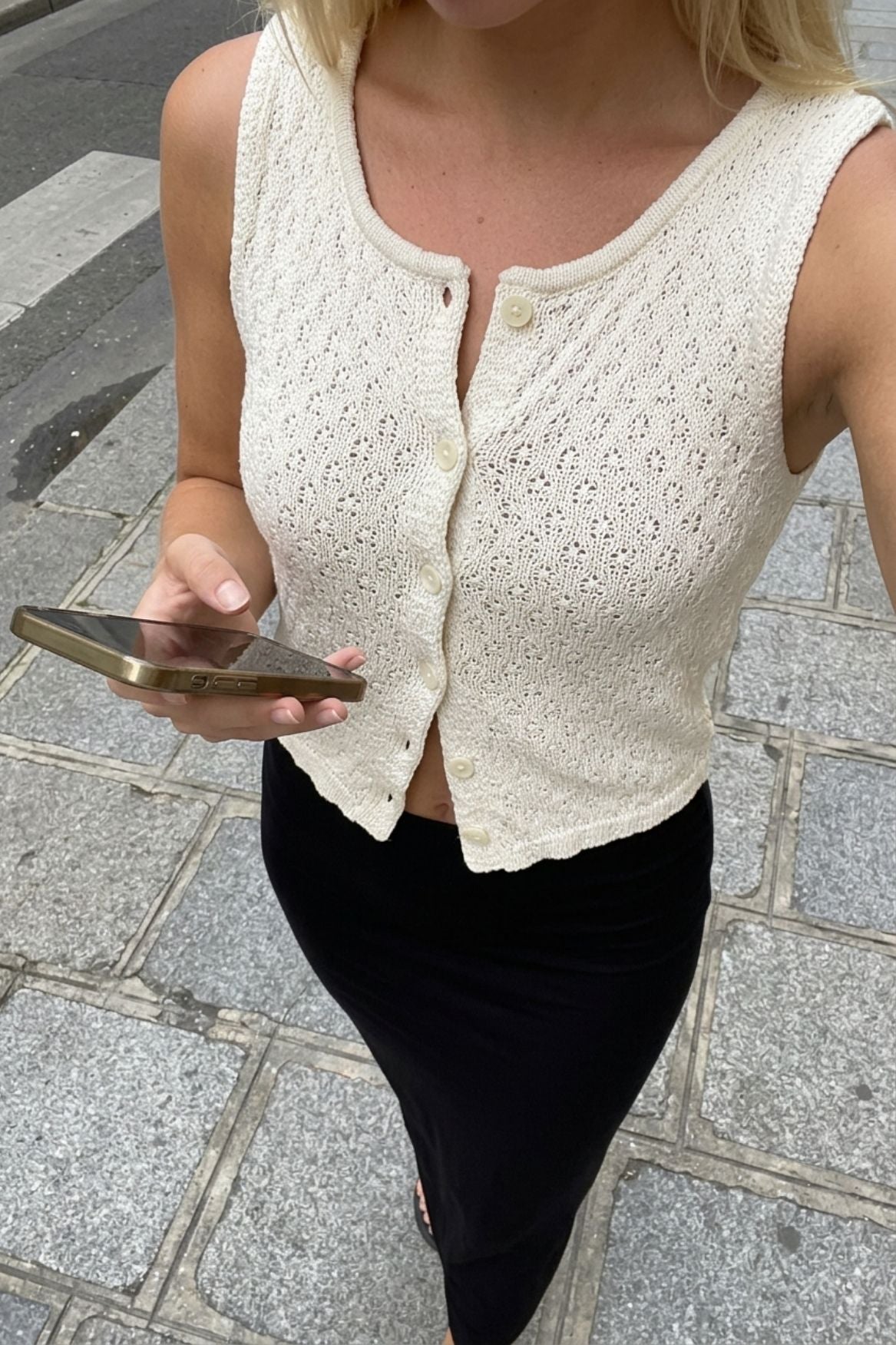 Weisses gestricktes Top aus 100% Bio-Baumwolle von Narah Soleigh