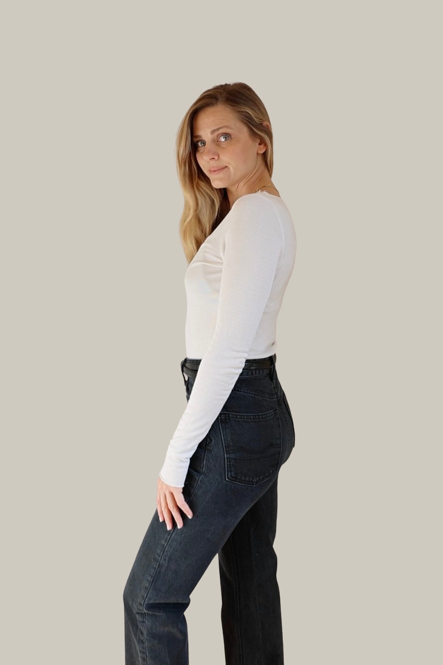 BOATNECK LONGSLEEVE RIB ECRU von Pura Clothing