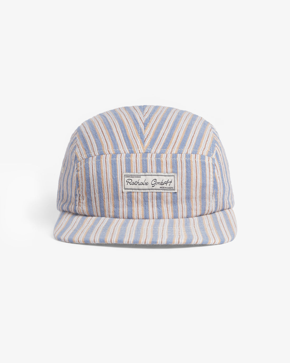 Striped 5-panel cap made of 100% organic cotton by Rotholz