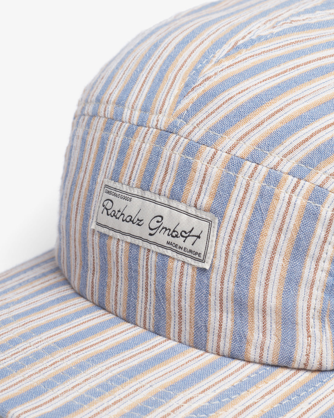 Striped 5-panel cap made of 100% organic cotton by Rotholz