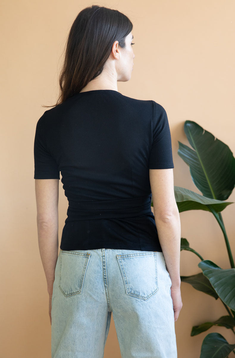 Black wrap top Olivier made of Tencel by Avani