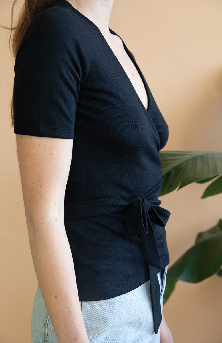 Black wrap top Olivier made of Tencel by Avani