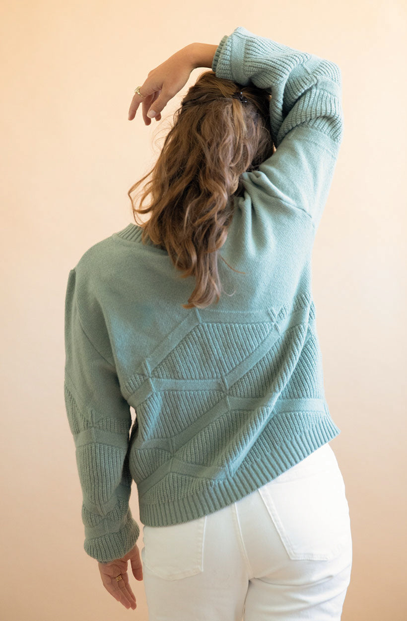 Gilet vert menthe Tanaisie en 100% laine mérinos par Avani