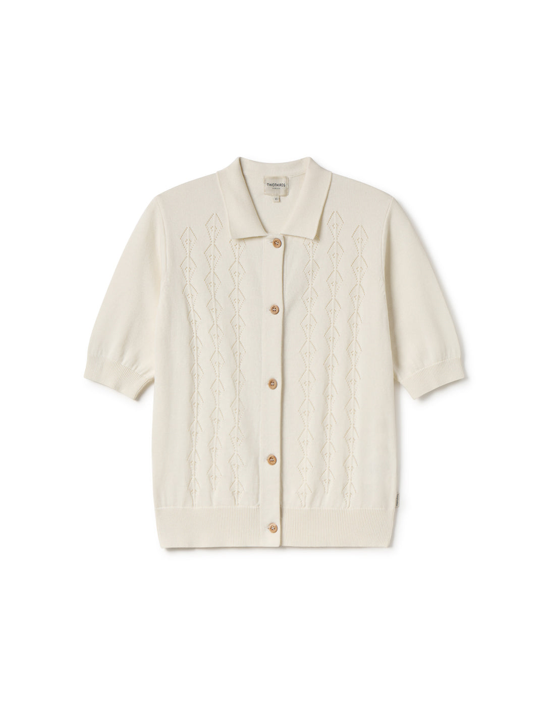 Gilet en maille à manches courtes GALLMO en écru en coton biologique de TWOTHIRDS