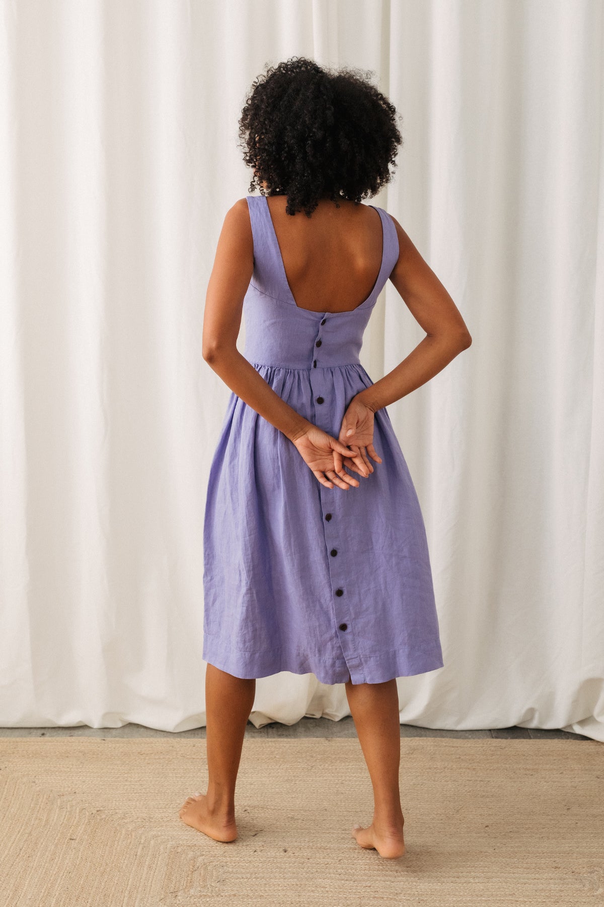 Linen dress SAO MIGUEL in purple from TWOTHIRDS