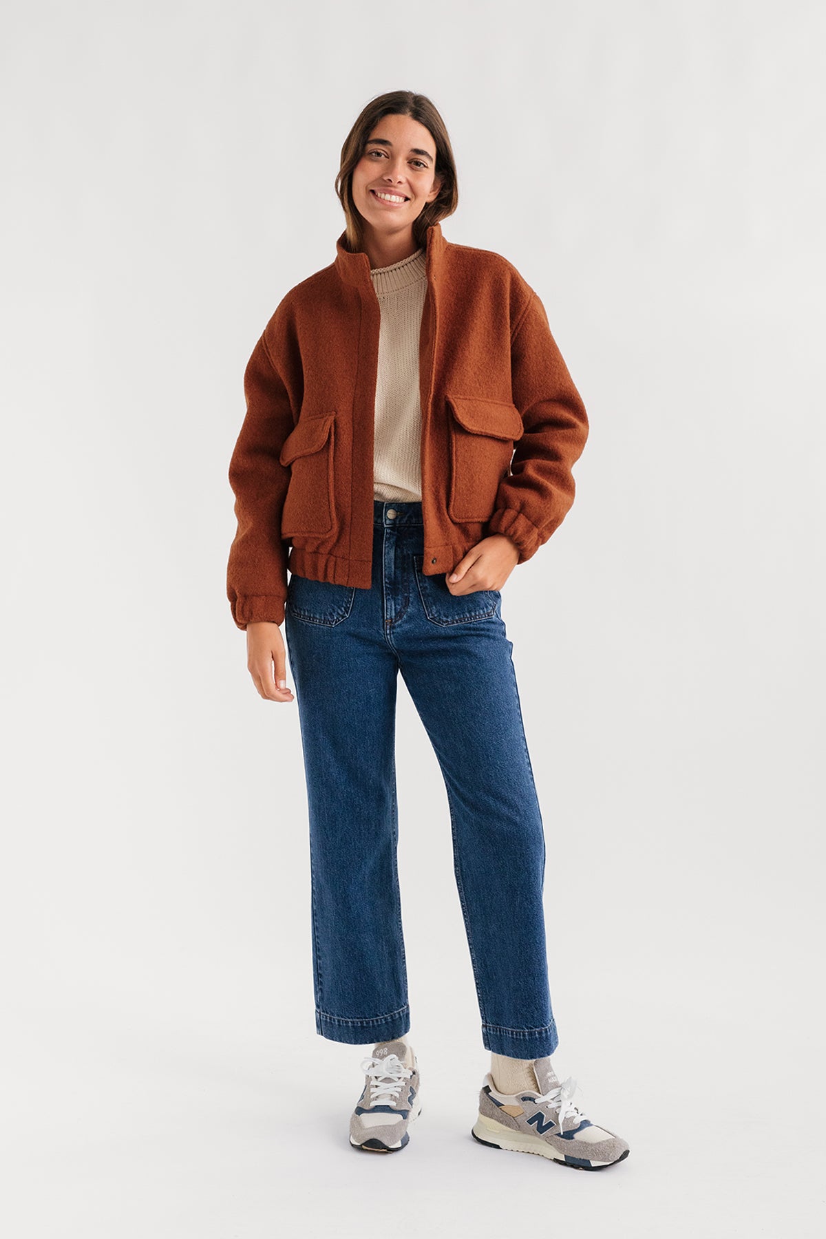 Veste Bushmill orange en laine feutrée par TWOTHIRDS