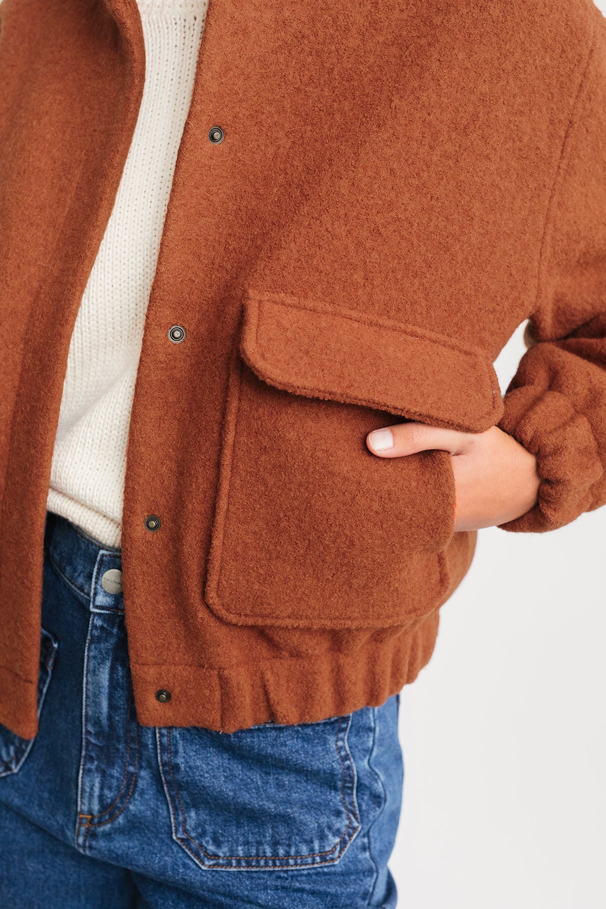 Veste Bushmill orange en laine feutrée par TWOTHIRDS