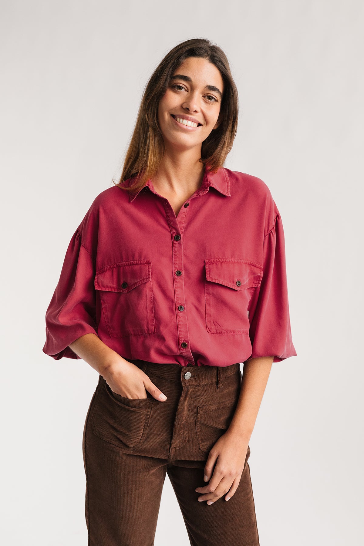 Bluse Hamushin in washed fuchsia aus Tencel™ von TWOTHIRDS