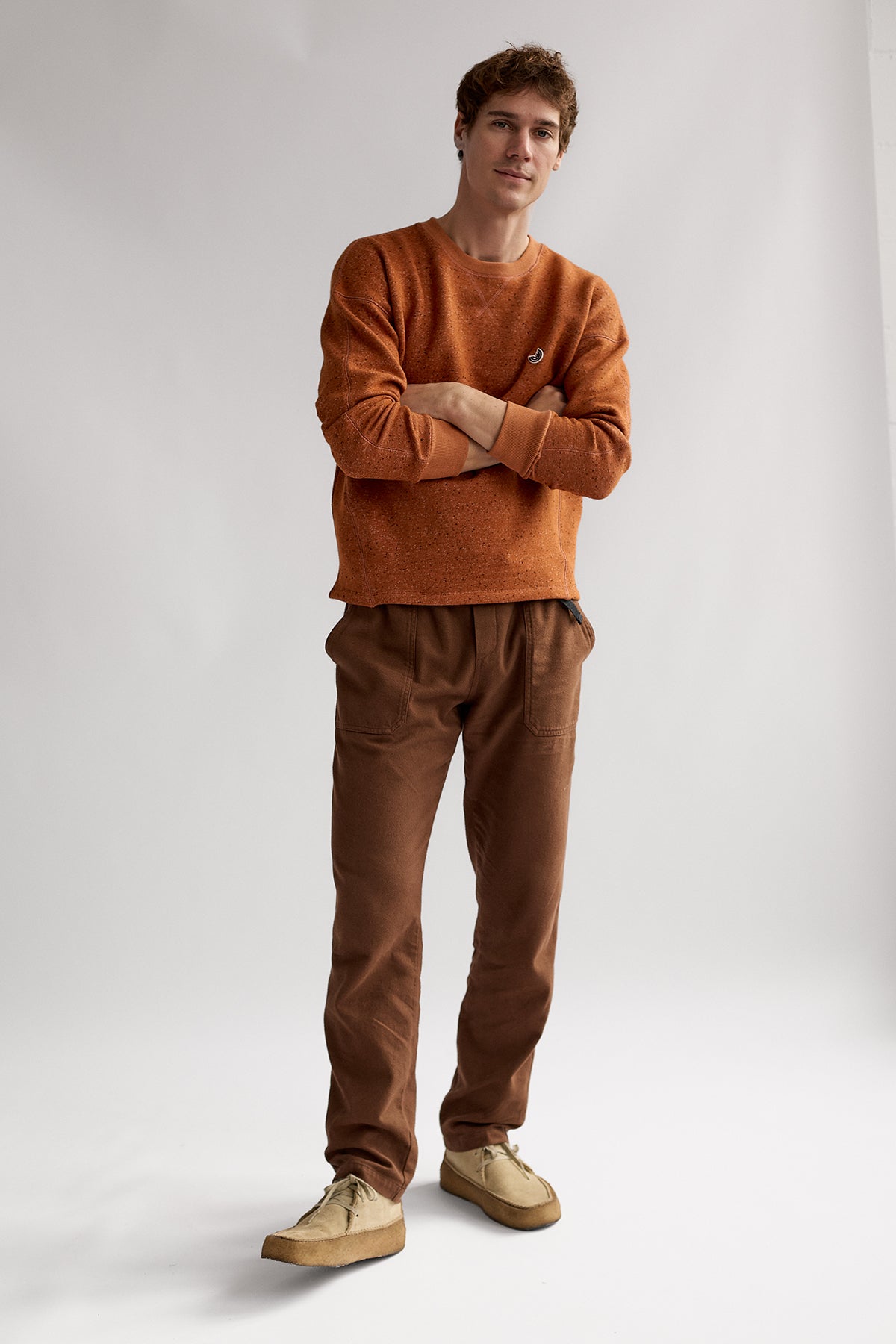 Pull tricoté Dundrum en orange automnal en coton biologique et polyester recyclé par TWOTHIRDS