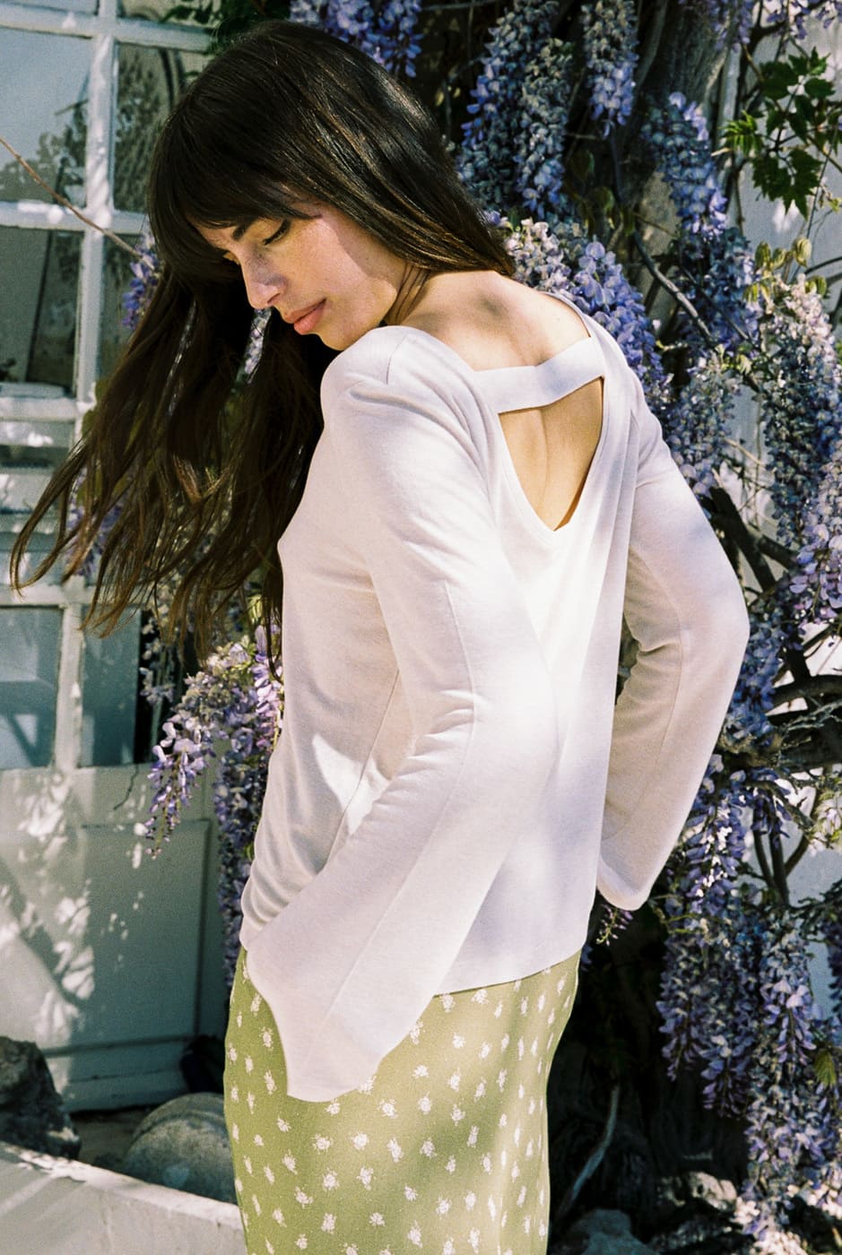 Weisses Langarmshirt Abelia aus Tencel und Merinowolle von Avani