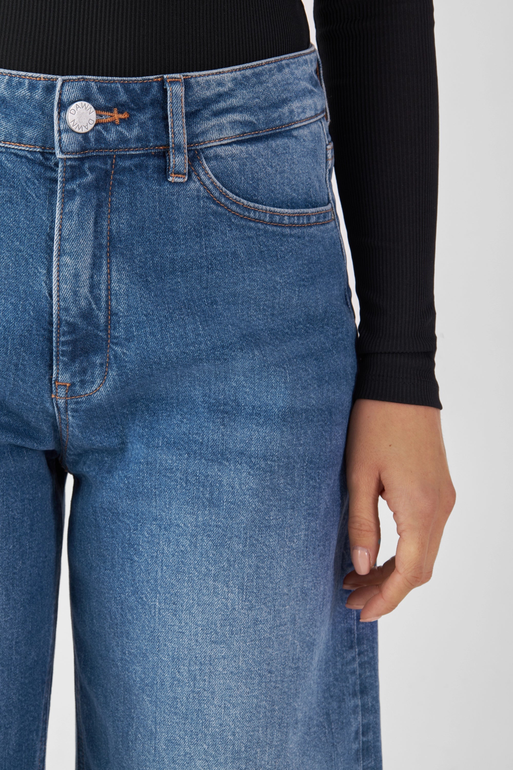 Blue ASH Barrel Leg jeans made from organic cotton by Dawn Denim