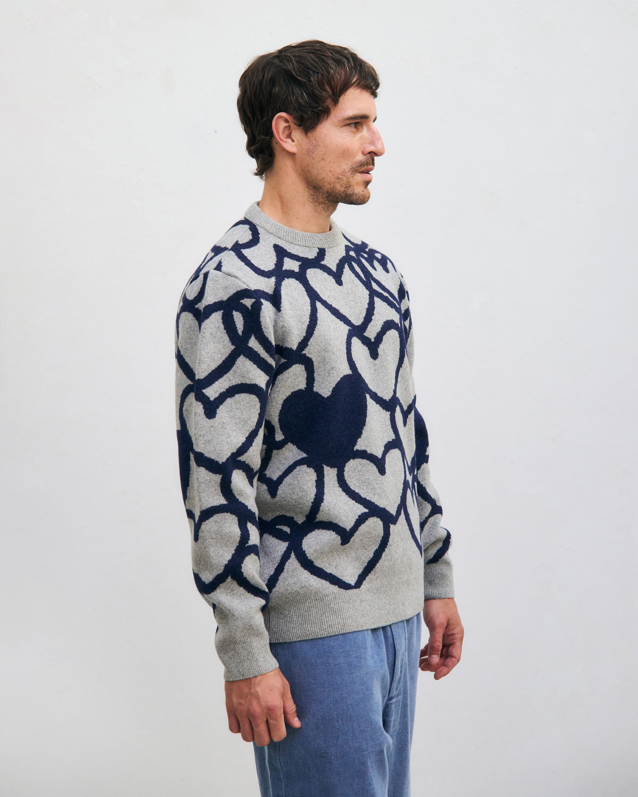 Hellgrauer Strick-Sweater Affection aus recycelter Wolle von Rotholz