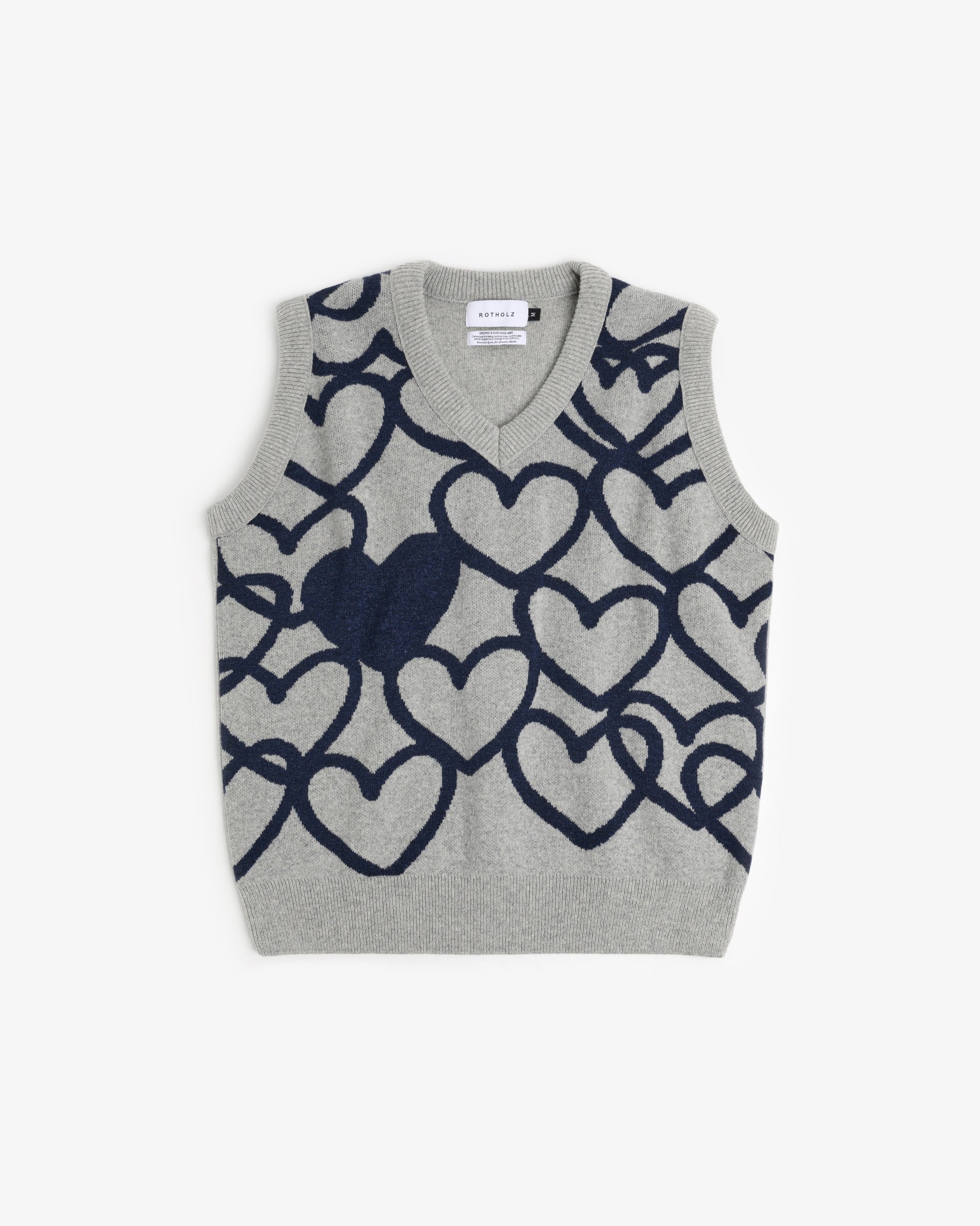 Hellgraue Strickweste Affection aus Recycelter Wolle von Rotholz