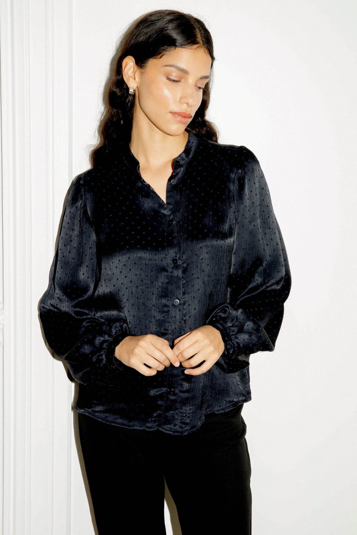 Blaue Bluse Hortensia aus 100% Viskose von Avani