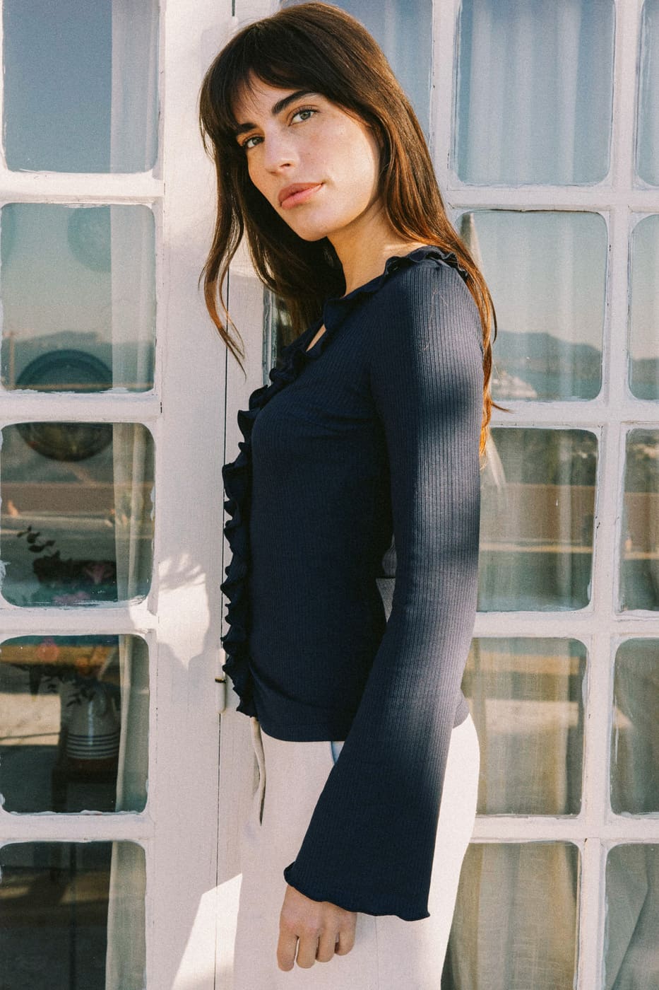 Dunkelblaue Bluse Pivoine aus Modal von Avani