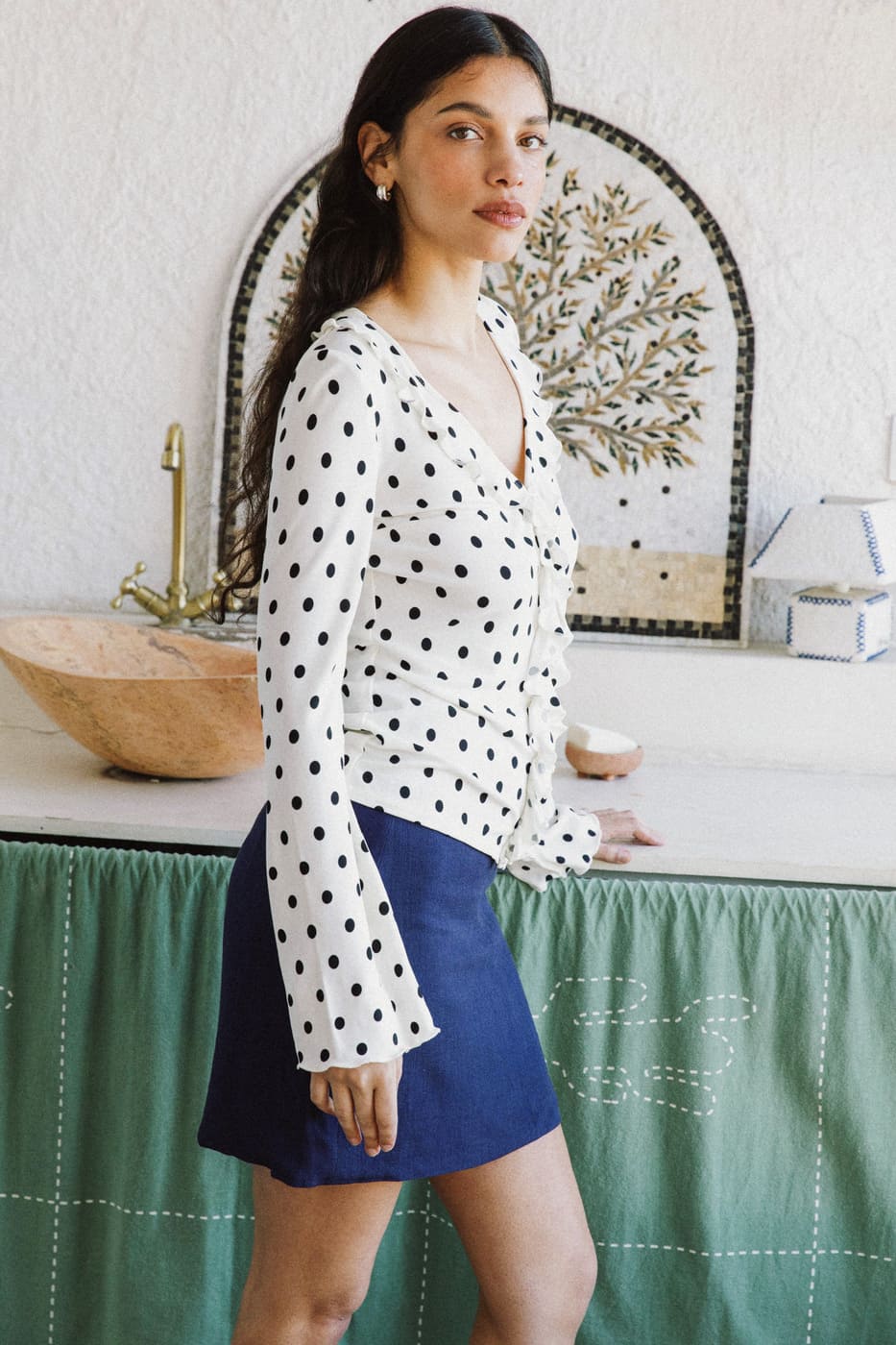 Blouse Pivoine blanche en viscose Ecovero d'Avani