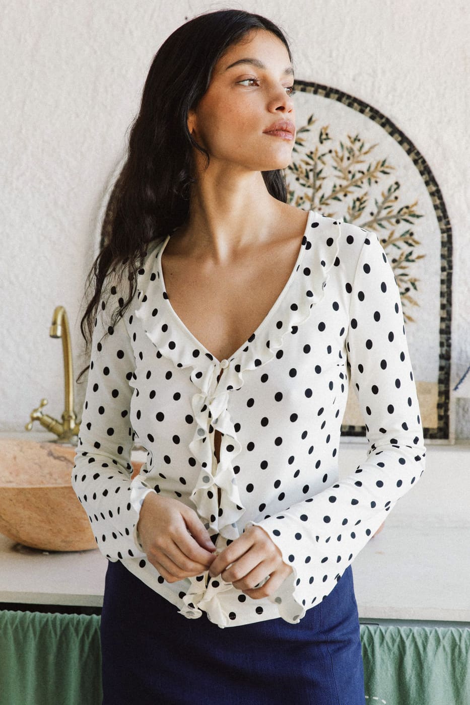 Blouse Pivoine blanche en viscose Ecovero d'Avani