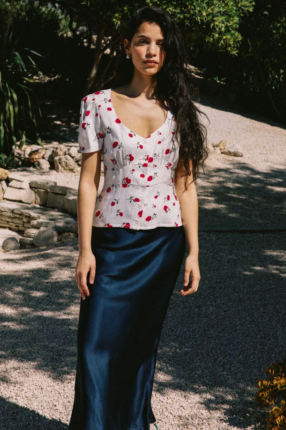 Jupe en viscose bleue Iris par Avani