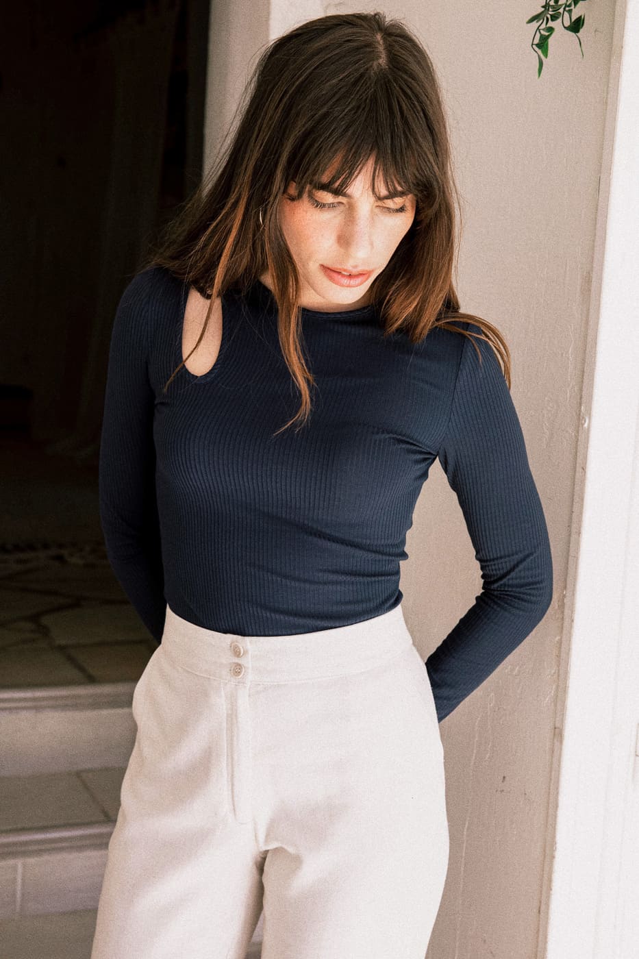 Dark blue long-sleeved modal shirt by Avani