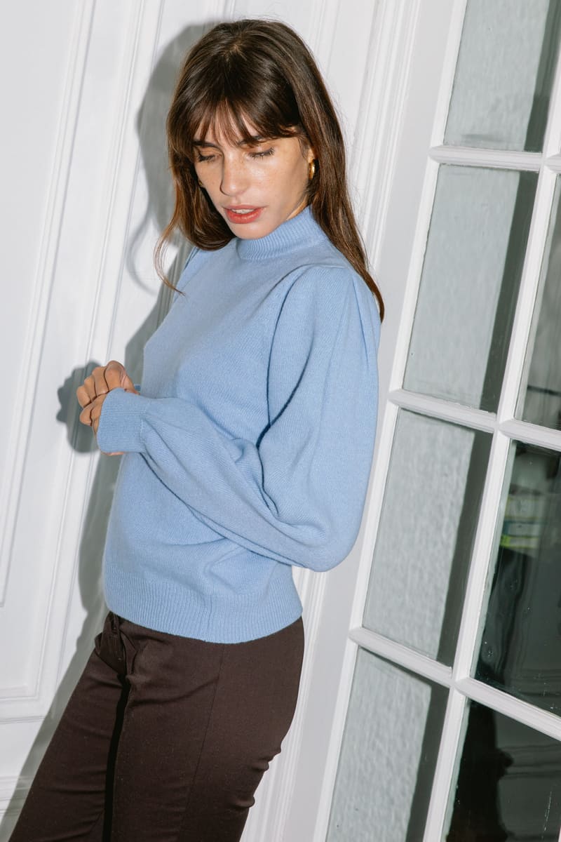 Blauer Sweater Ormeau aus 100% Merinowolle von Avani