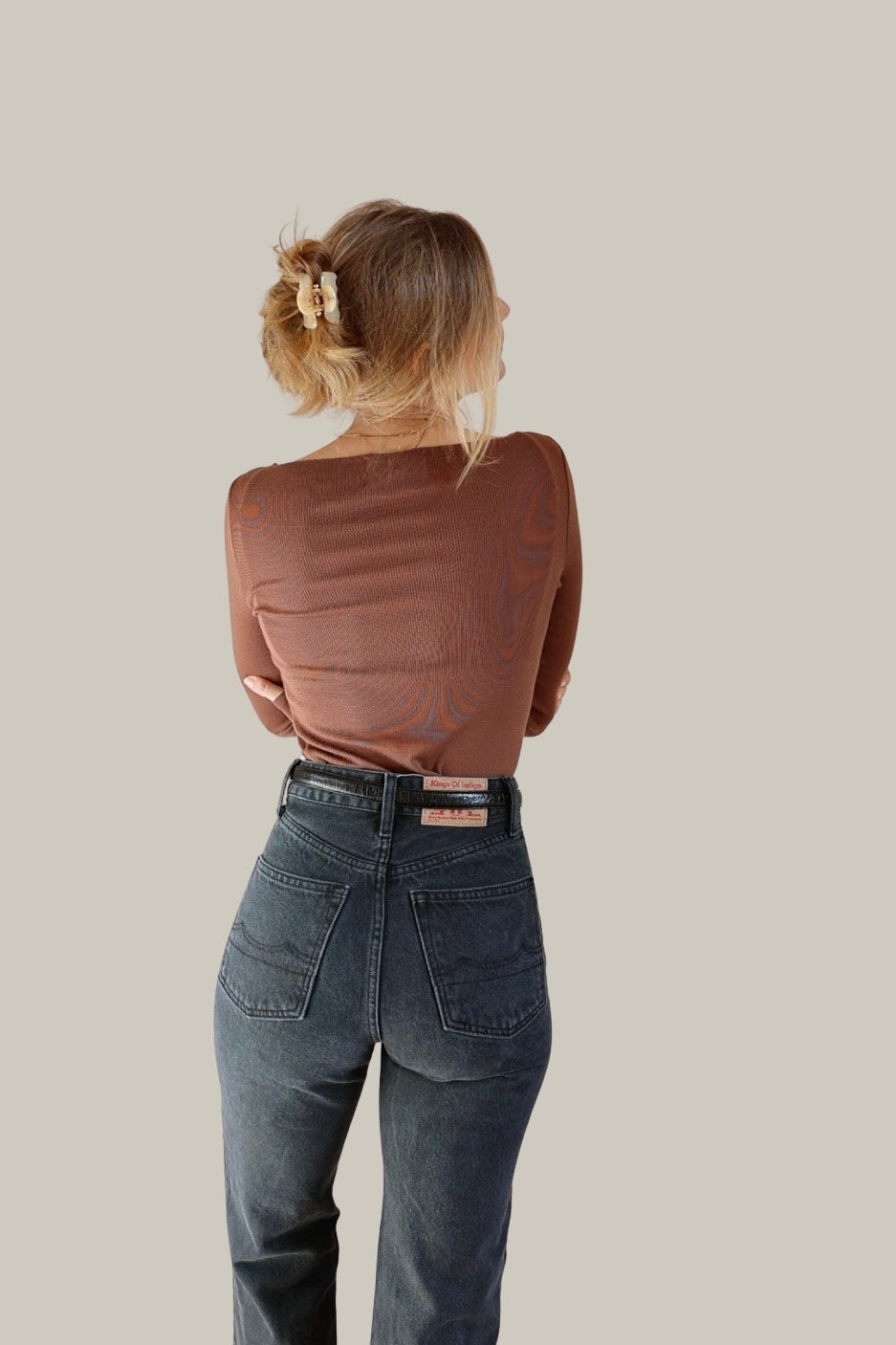 BOATNECK LONGSLEEVE RIB CHOCO by PURA CLOTHING