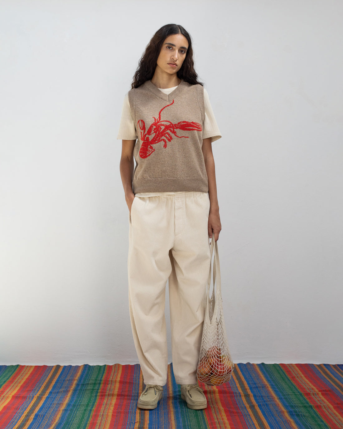 Weisse Weite Cord Hose aus 100% Bio-Baumwolle von Rotholz