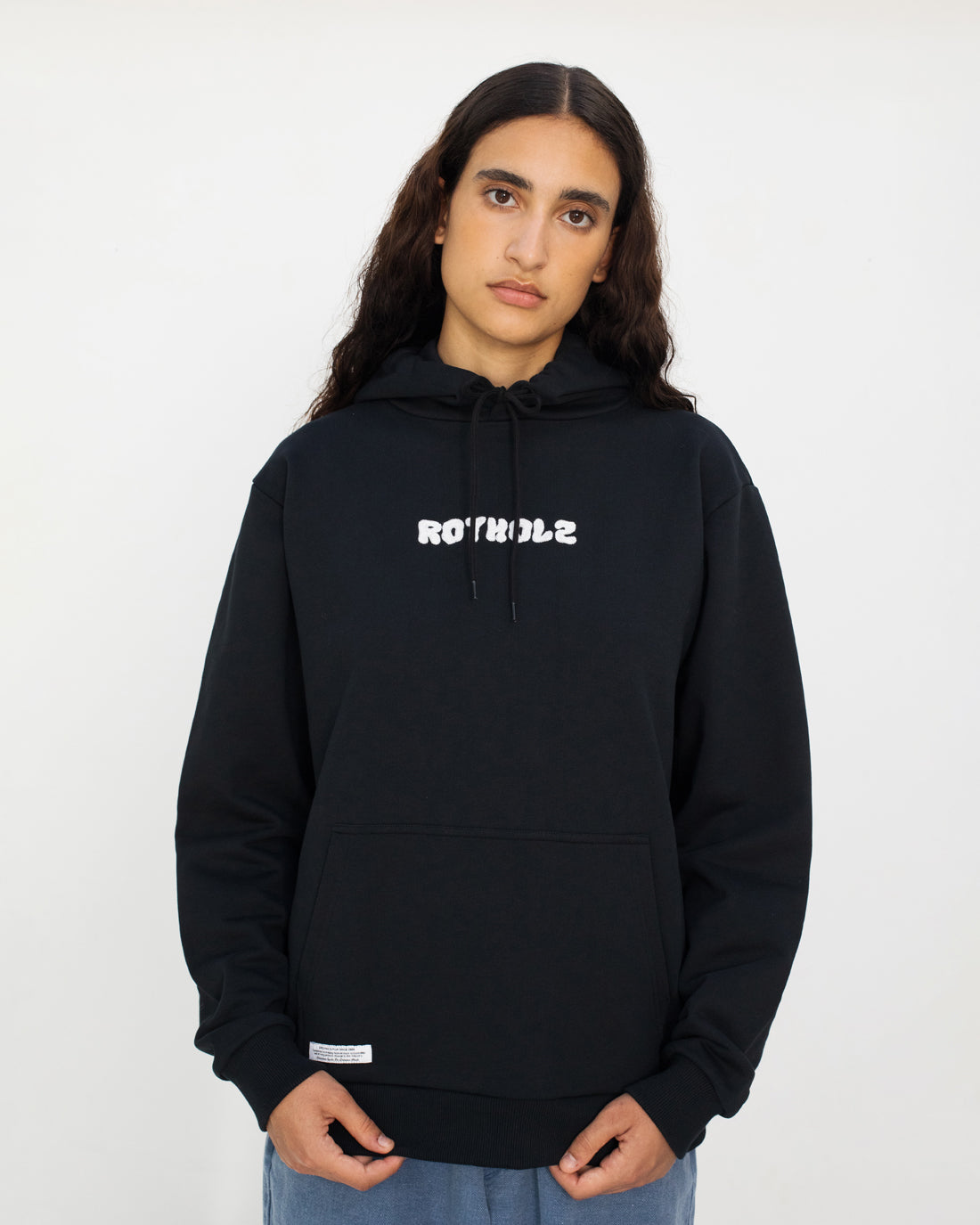 Black hoodie logo made from 100% organic cotton from Rotholz