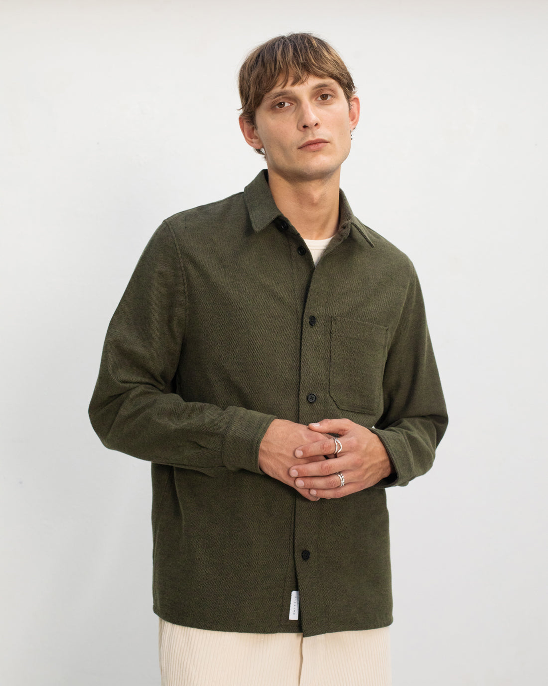Green flannel shirt made from 100% organic cotton by Rotholz