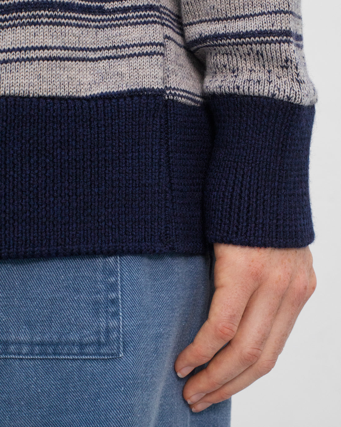 Strick Shirt Merinowolle - Blau Gestreift aus Mulesingfreier Merinowolle von Rotholz