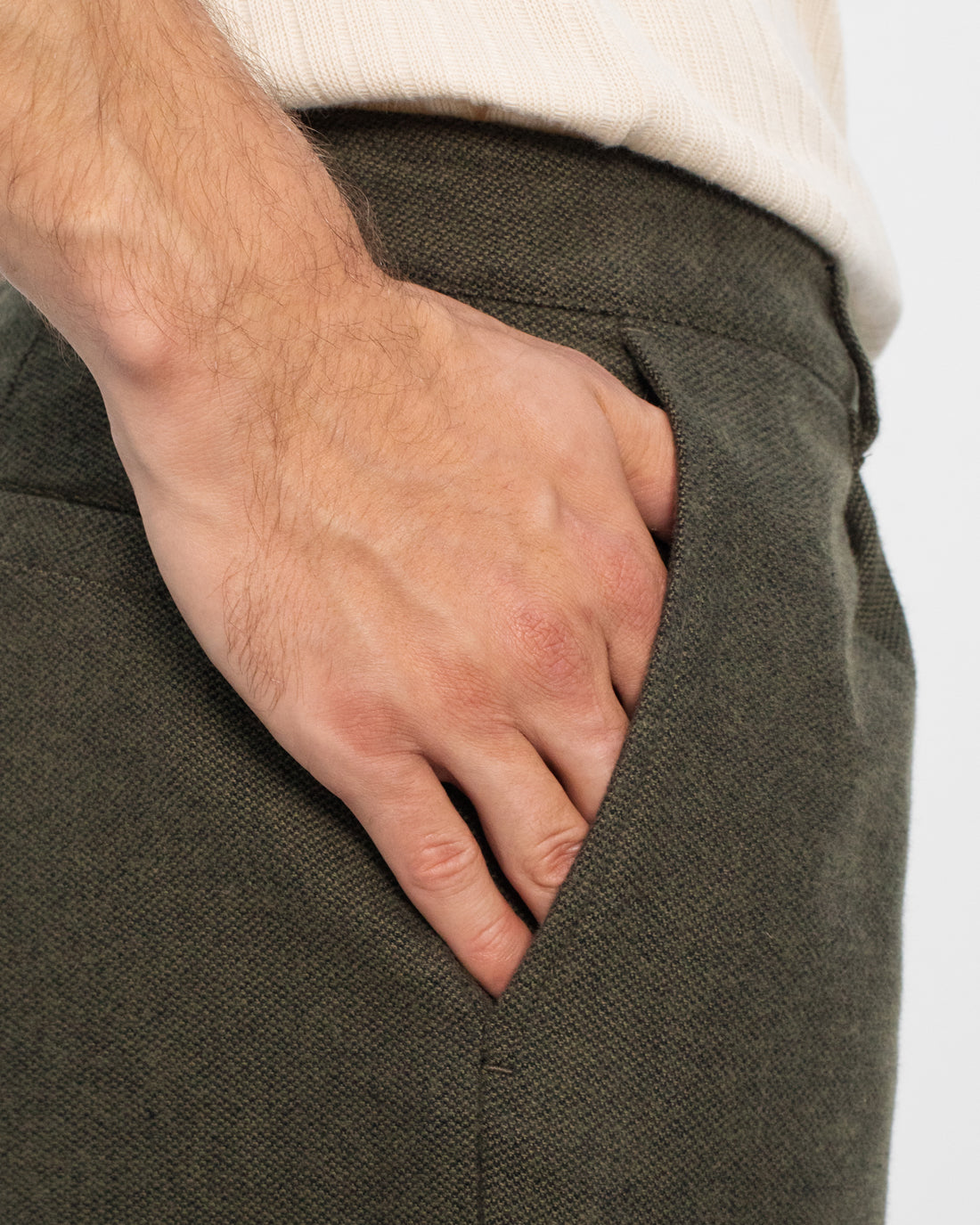 Green flannel pants made from 100% organic cotton by Rotholz