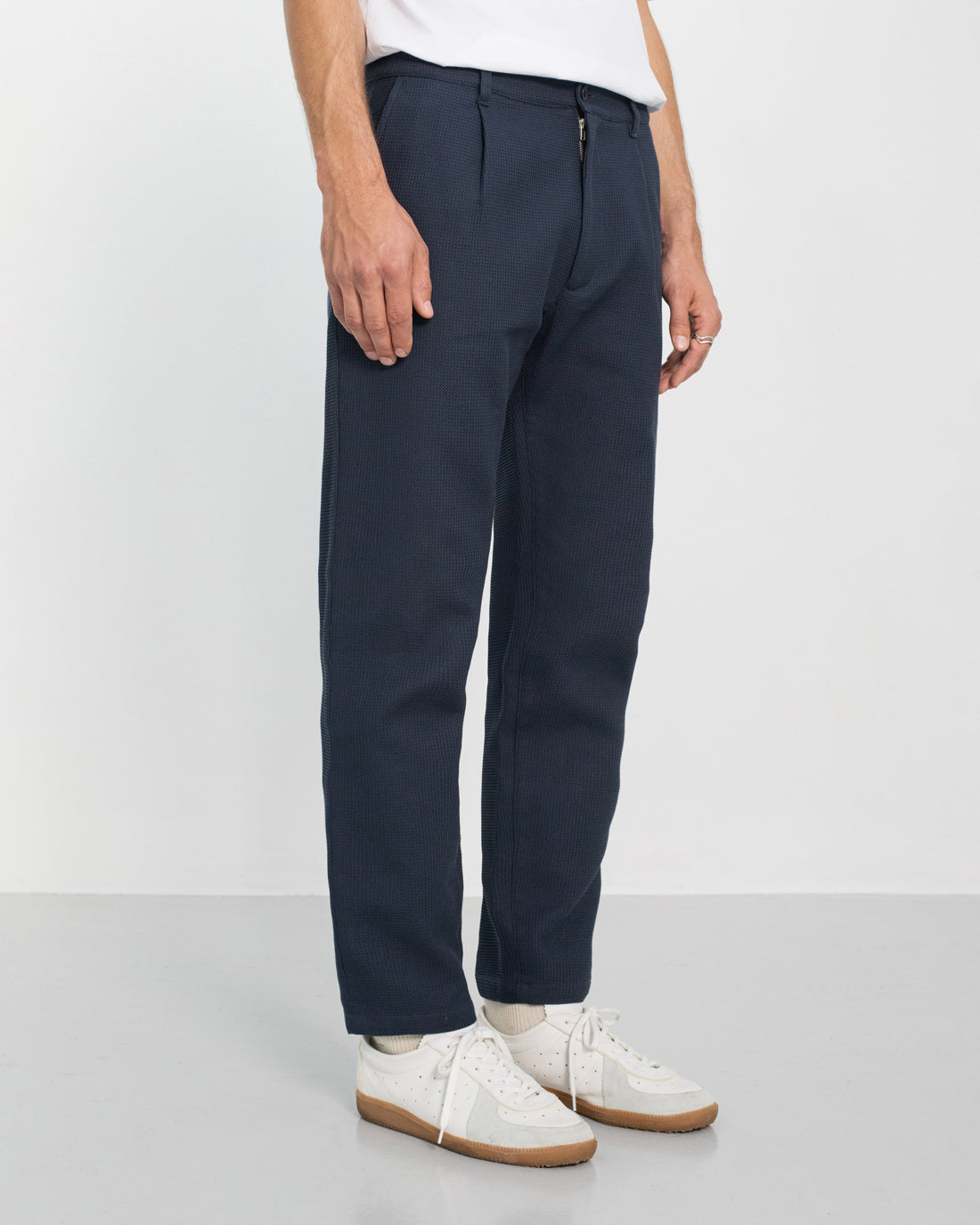 Dark blue trousers organic waffle made of 100% organic cotton by Rotholz