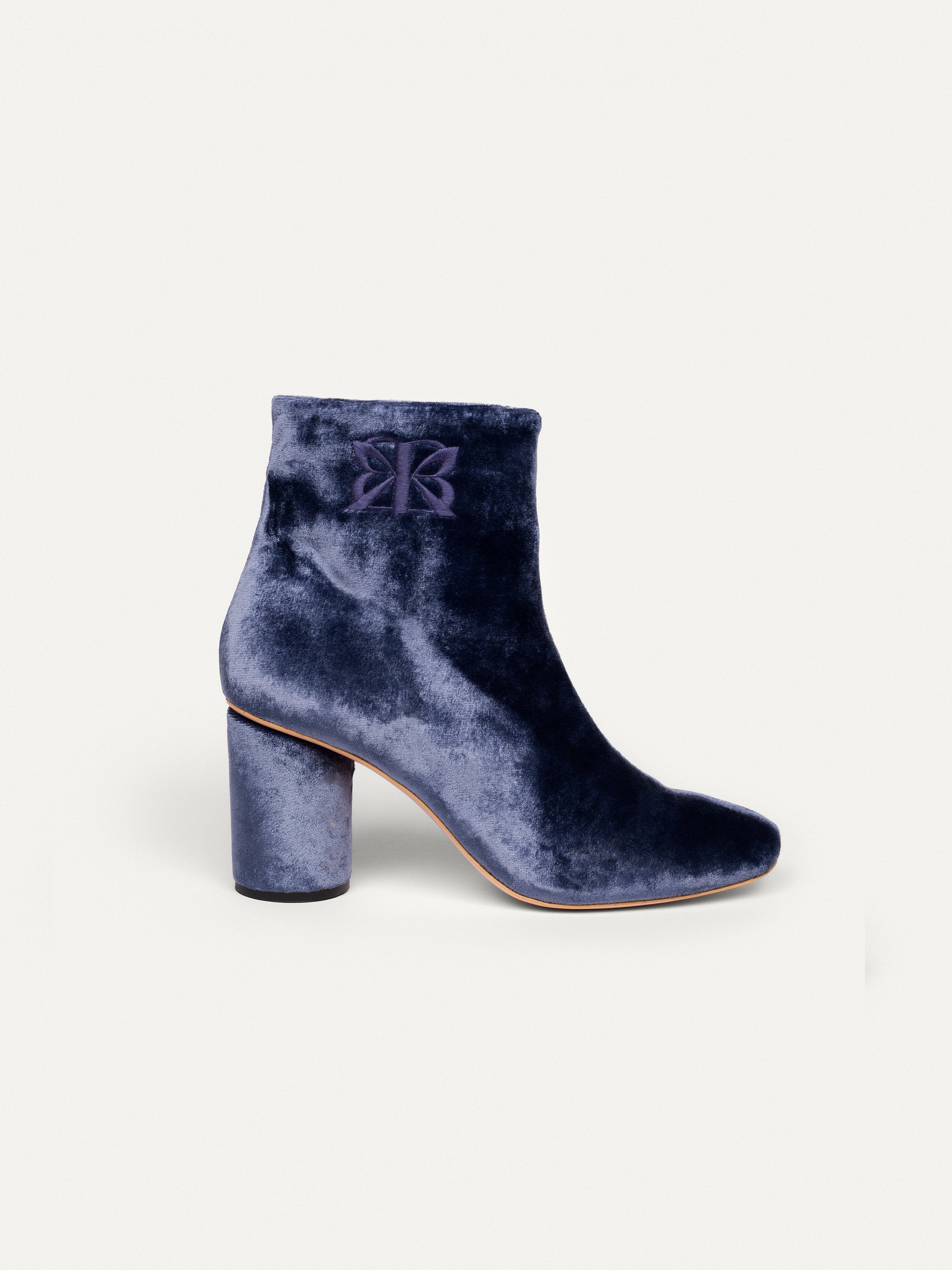 Bikkou 6PM Expo at the Gallery gray blue velvet ankle boots