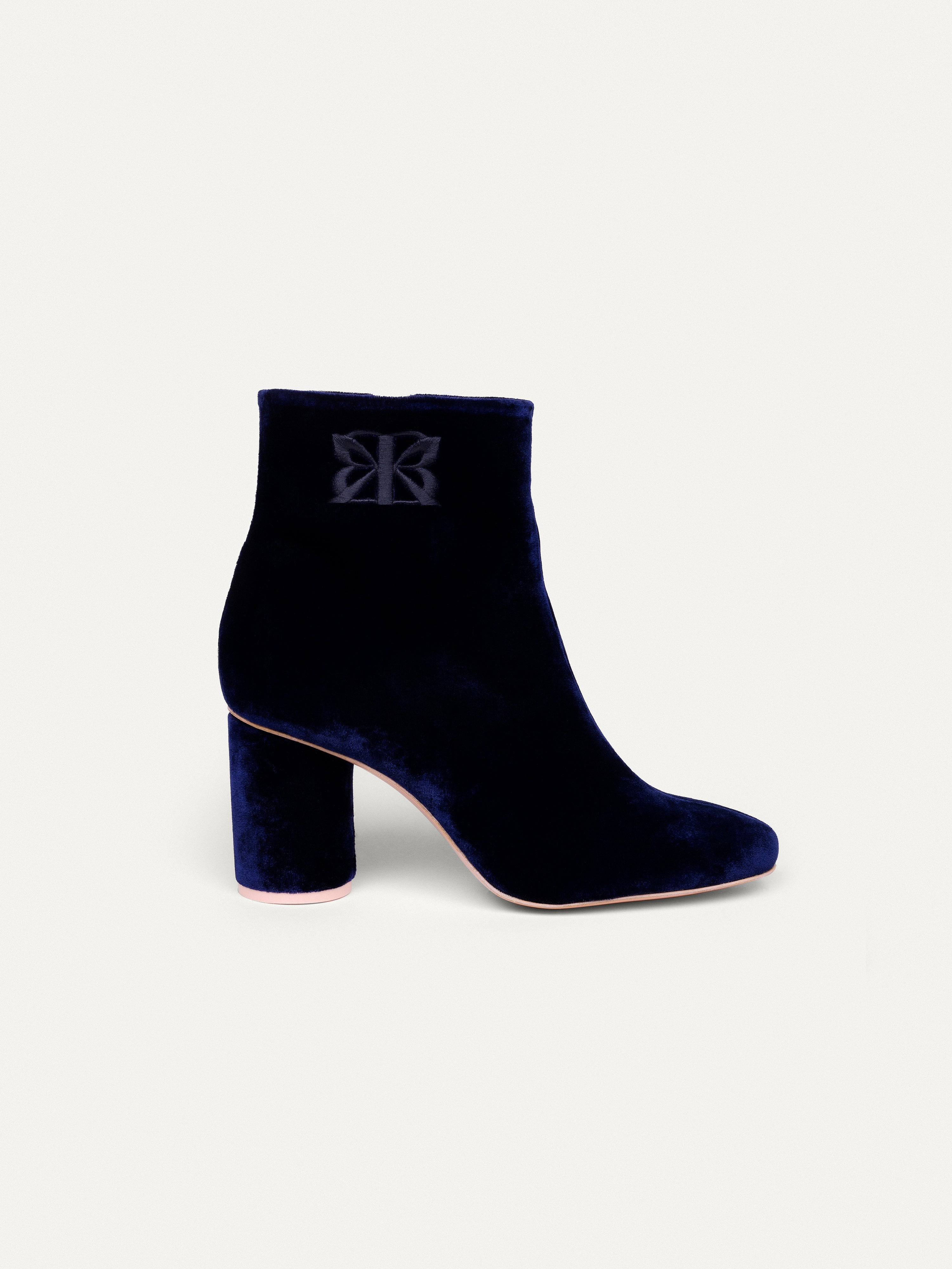 Bikkou 6PM Expo at the Gallery midnight blue velvet ankle boots