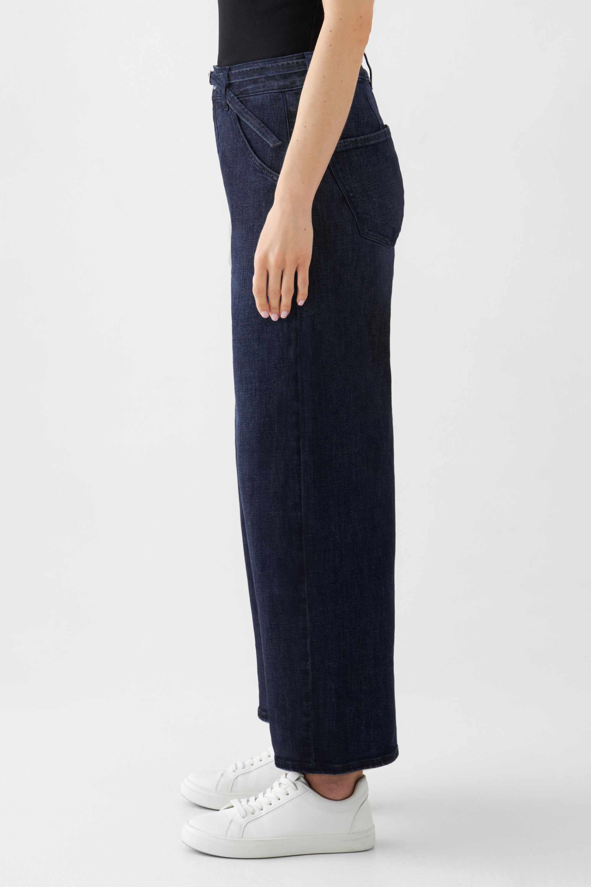Dunkelblaue Culotte-Jeans Blink Barrel aus Bio-Baumwolle von Dawn Denim