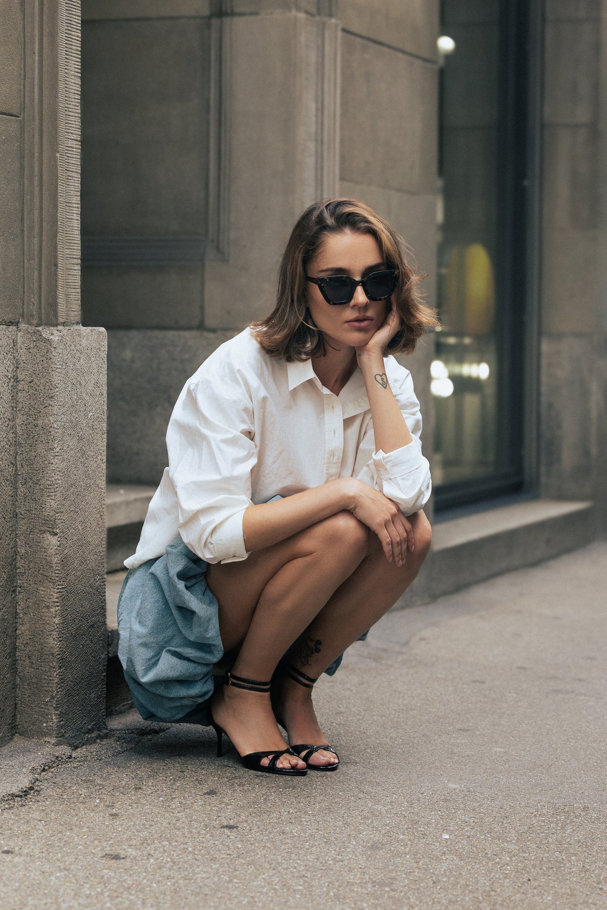 Black High Heels 12:30 pm Summer lunch in Python Specchio by Bikkou