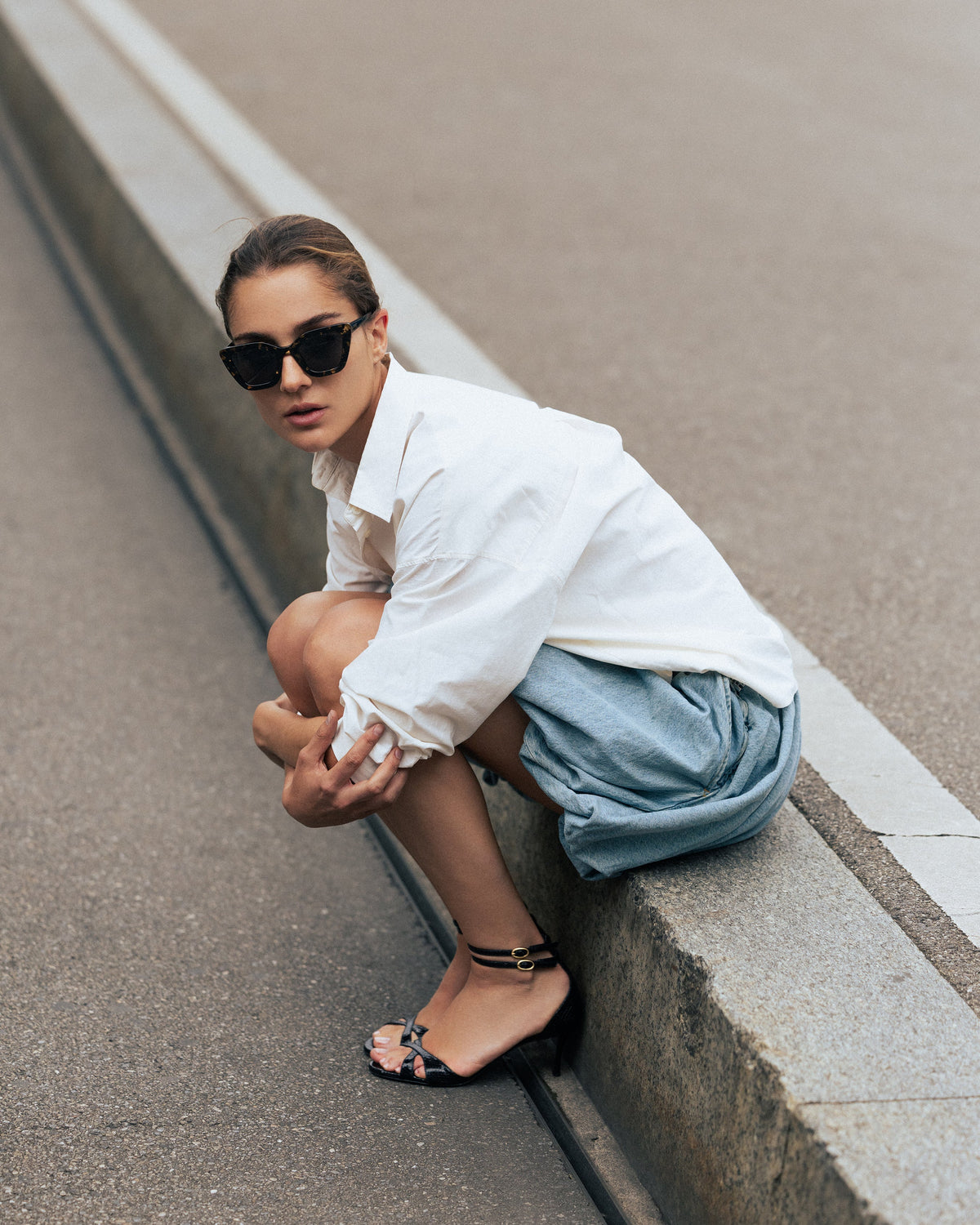 Black High Heels 12:30 pm Summer lunch in Python Specchio by Bikkou
