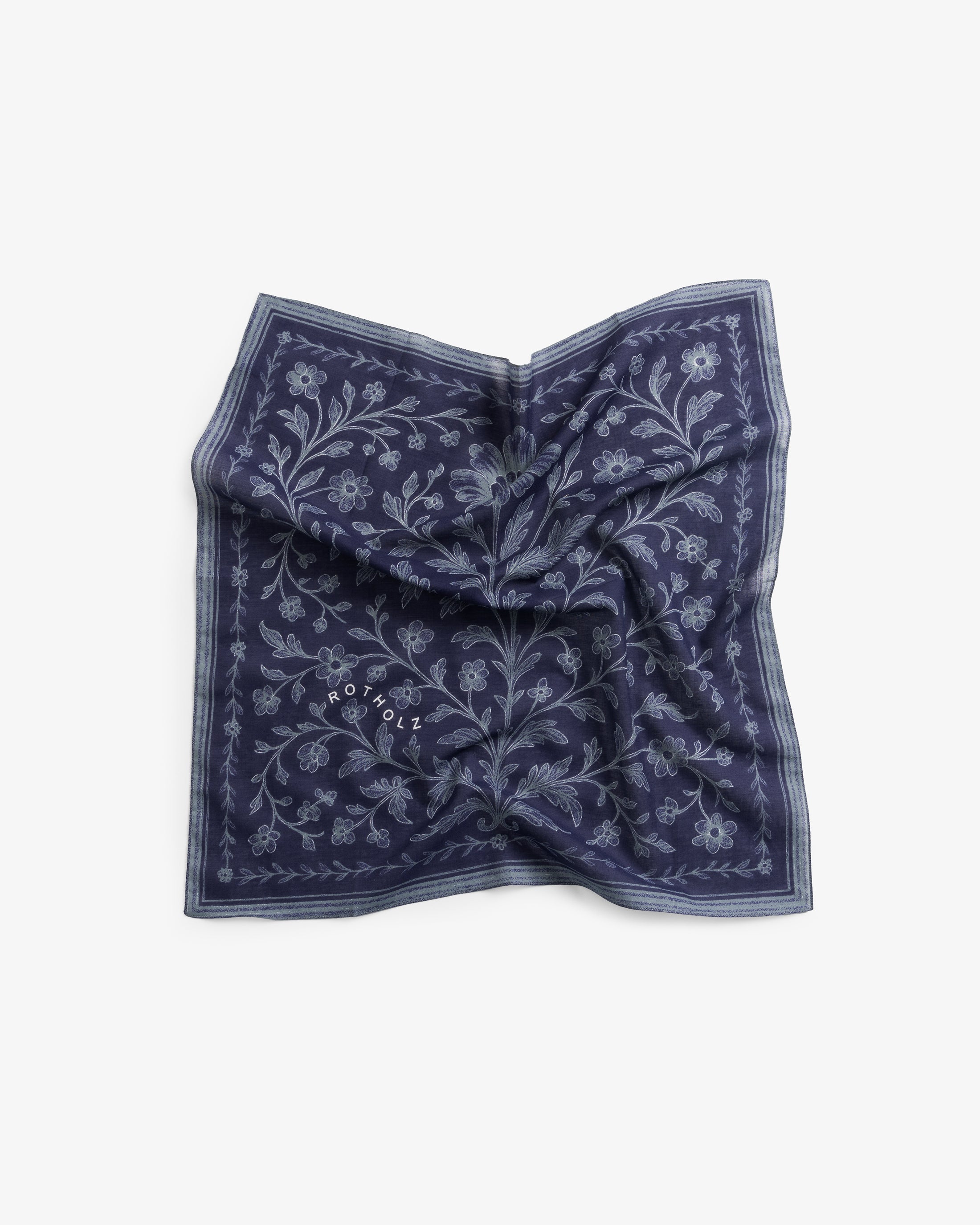 Blaues Bandana Flower aus Bio-Baumwolle von Rotholz