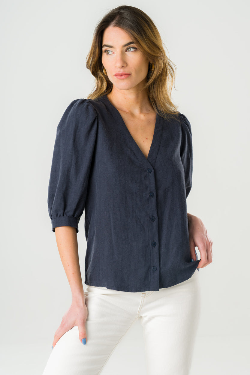 Blaue Bluse Aster aus Tencel von Avani