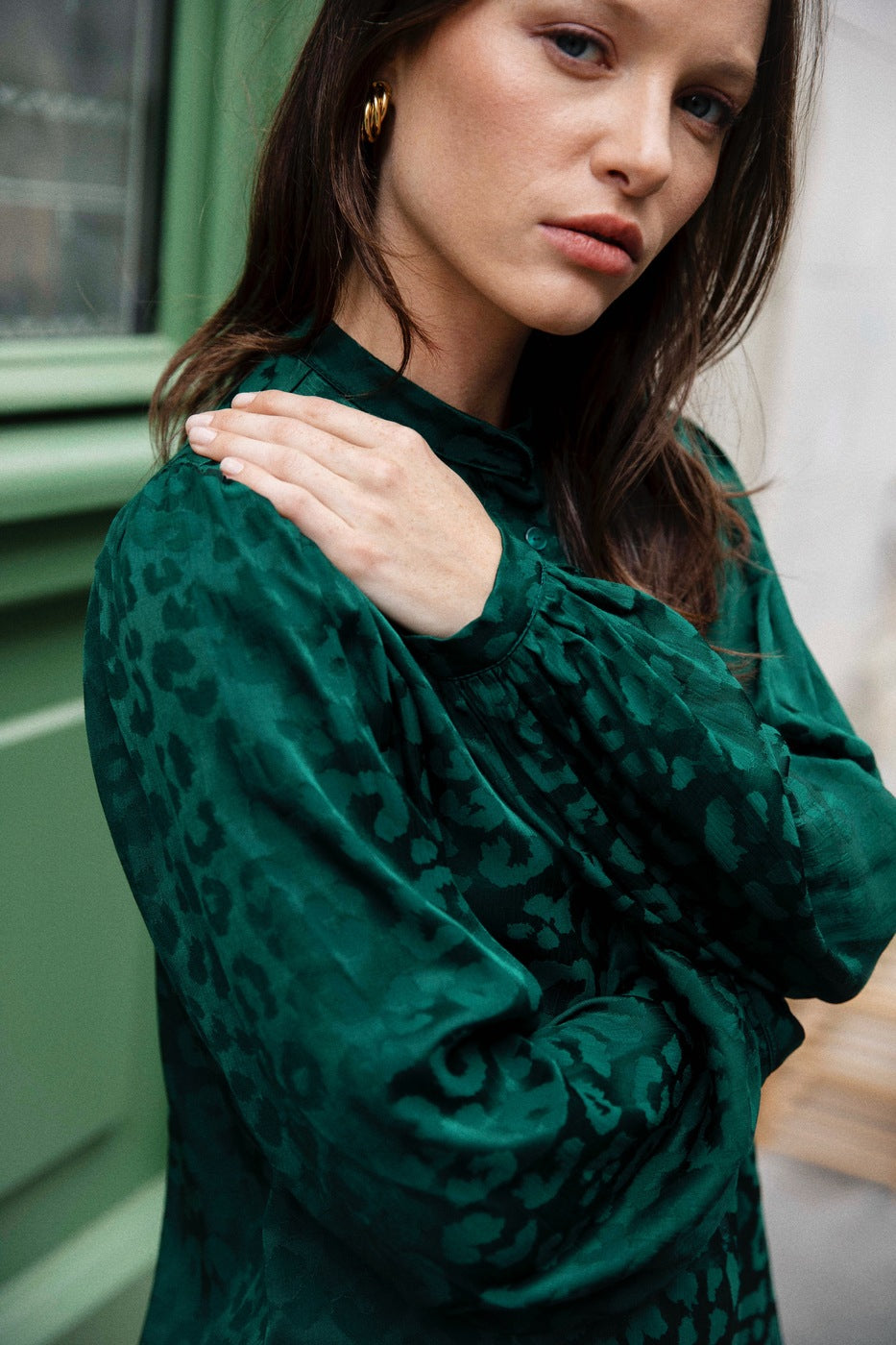 Green blouse Hortensia made of 100% viscose by Avani