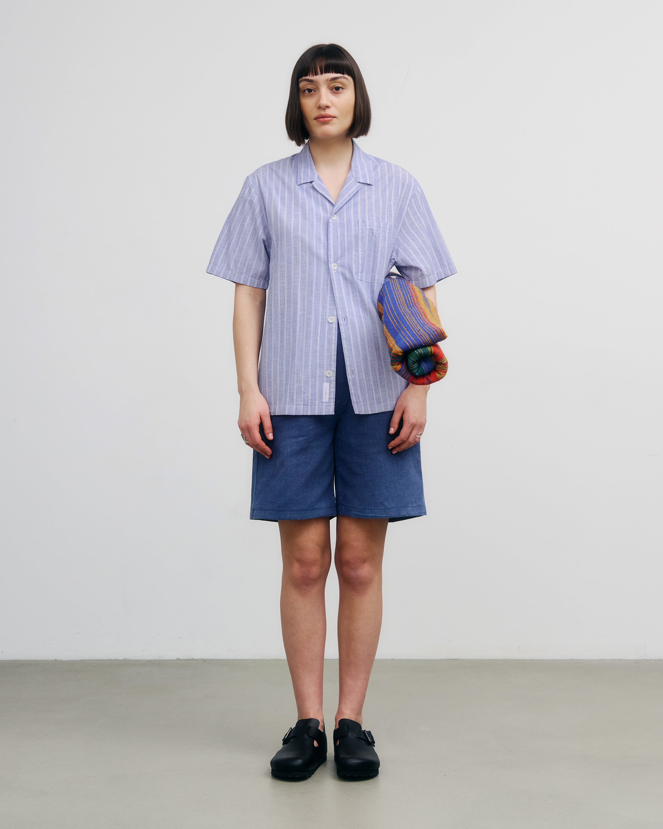 Blaues gestreiftes Hemd Bowling aus Bio-Baumwolle von Rotholz