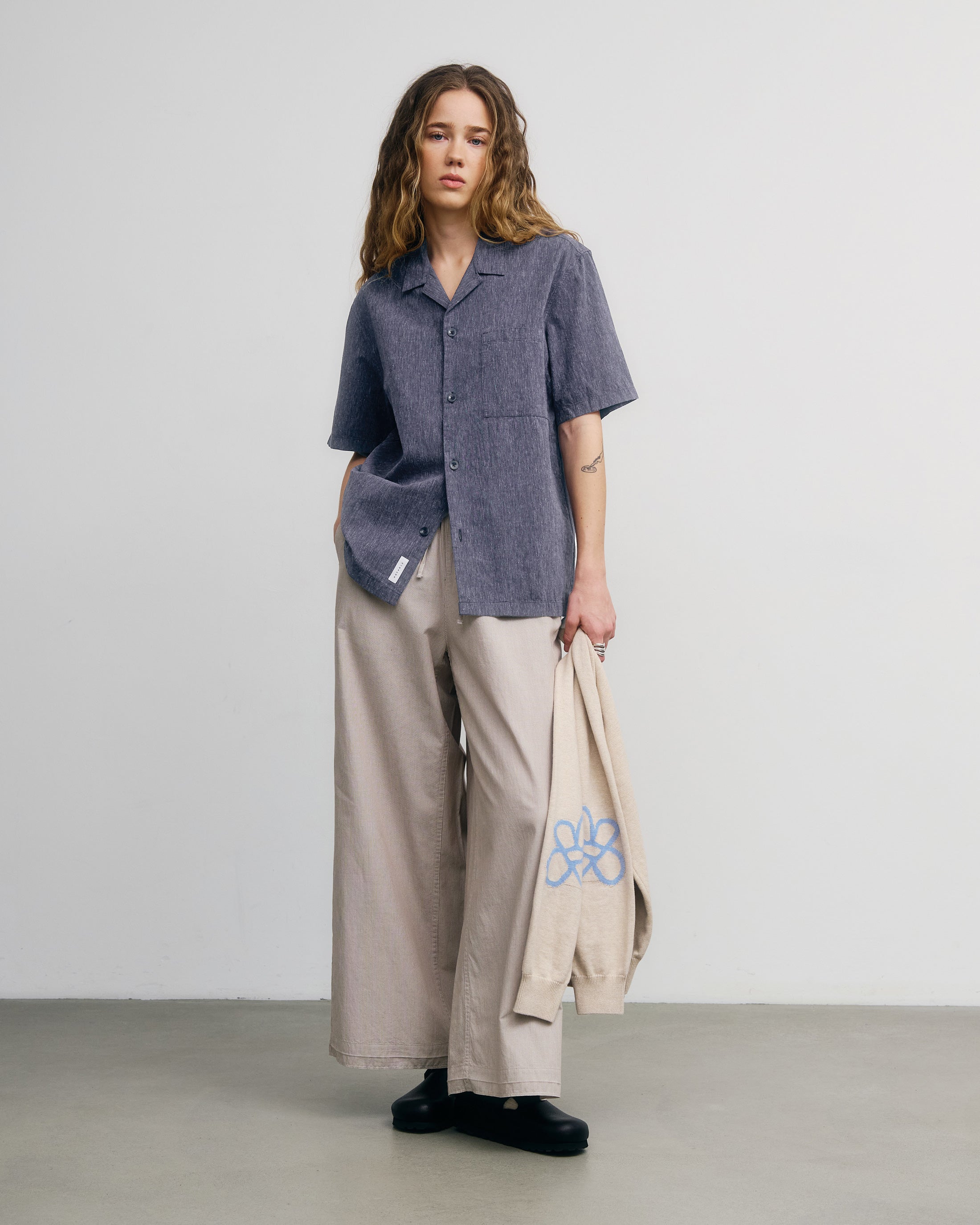 Blaue meliertes Hemd Bowling aus Bio-Baumwolle von Rotholz