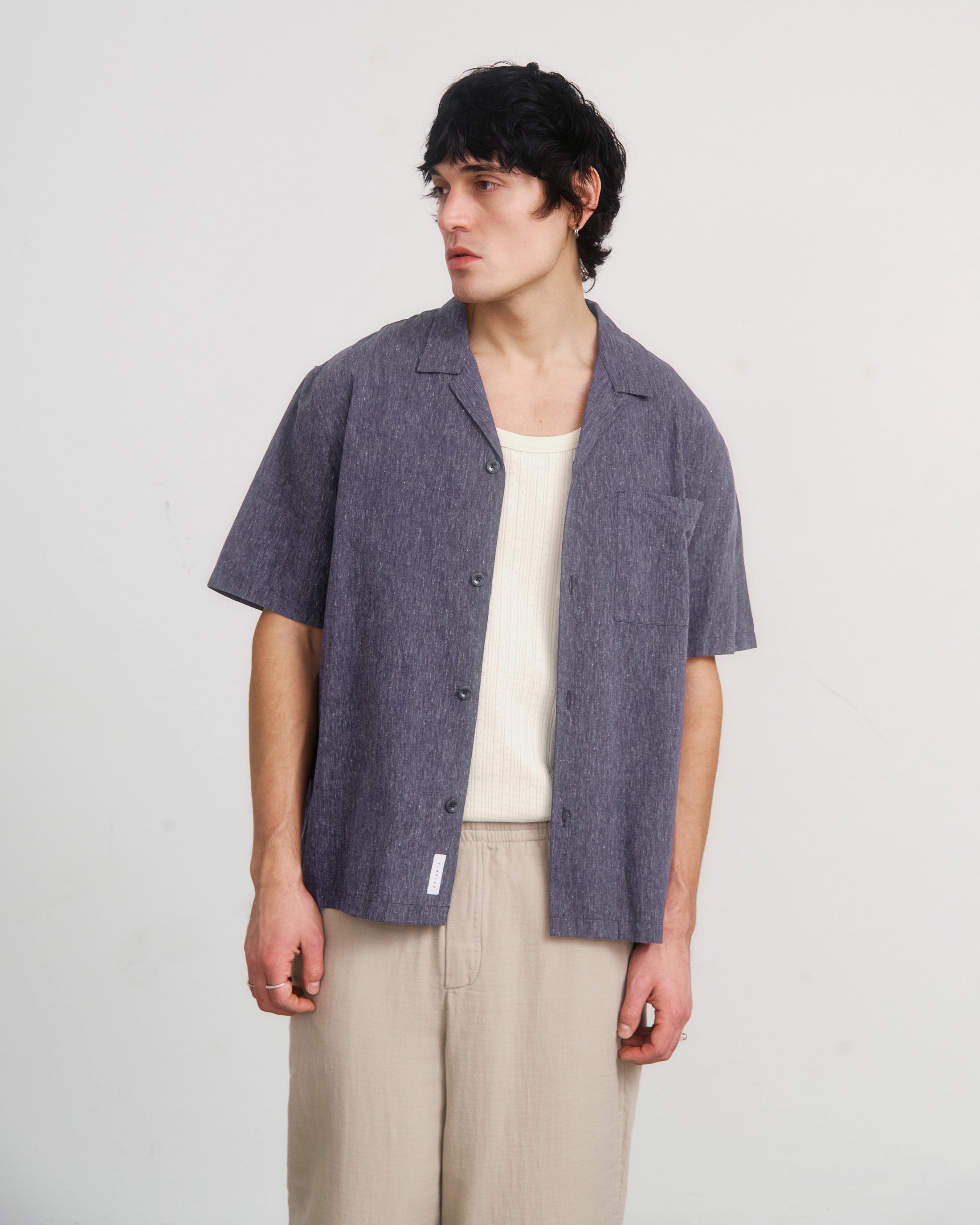 Chemise bleue chinée Bowling en coton biologique de Rotholz