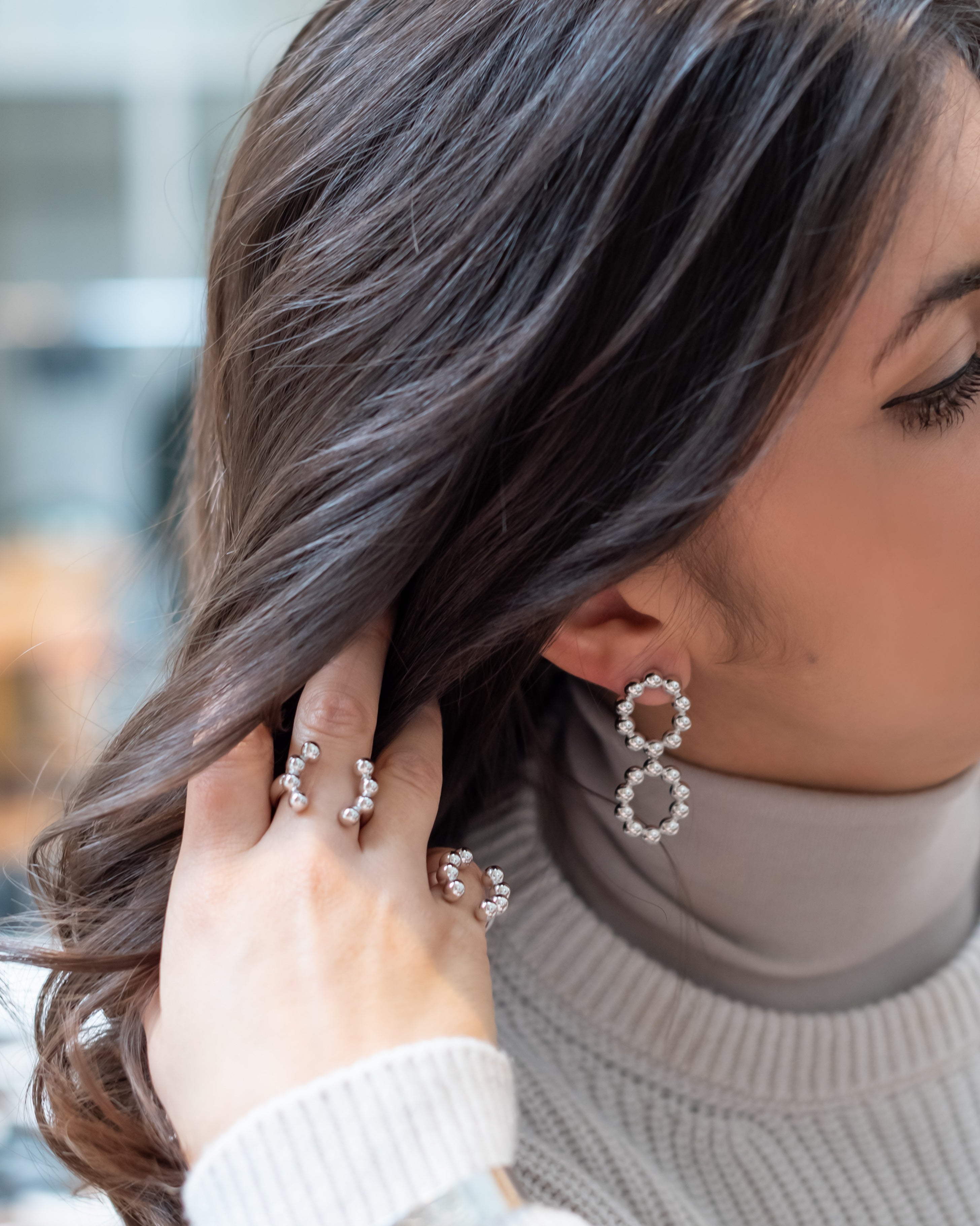 Boucles d'oreilles doubles créoles Reborn (Dali')