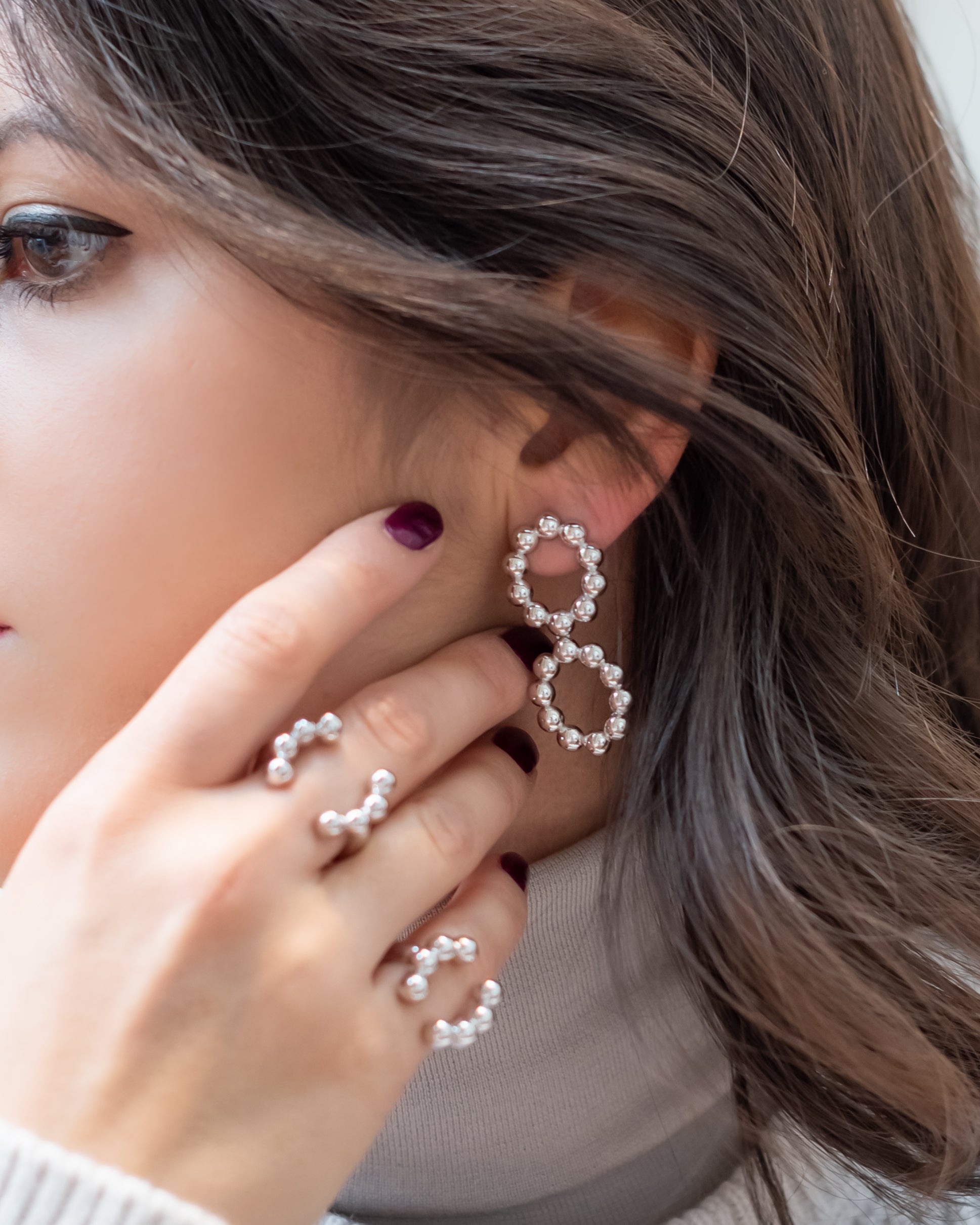 Boucles d'oreilles doubles créoles Reborn (Dali')