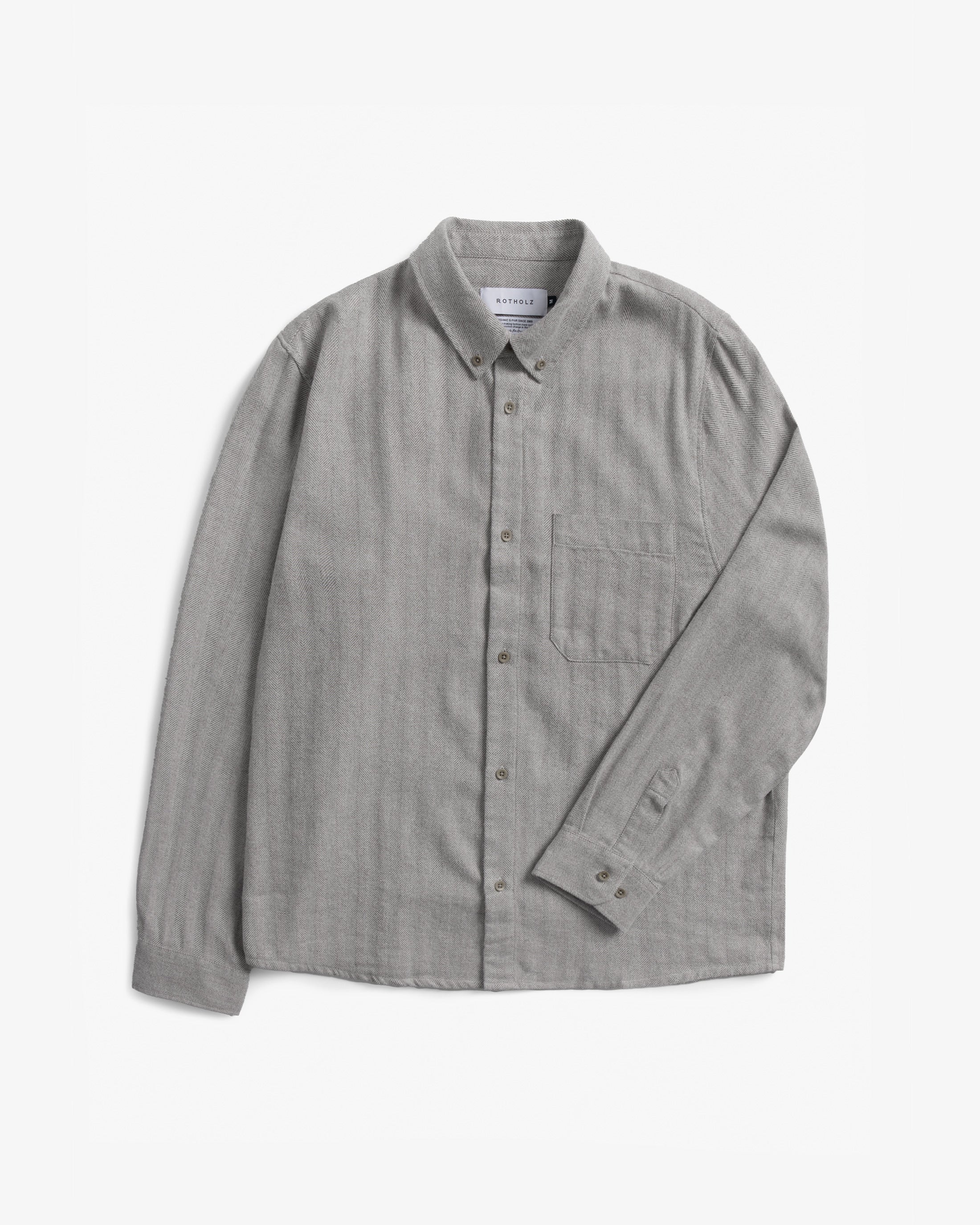 Graues Hemd Herringbone Button Down aus Bio-Baumwolle von Rotholz