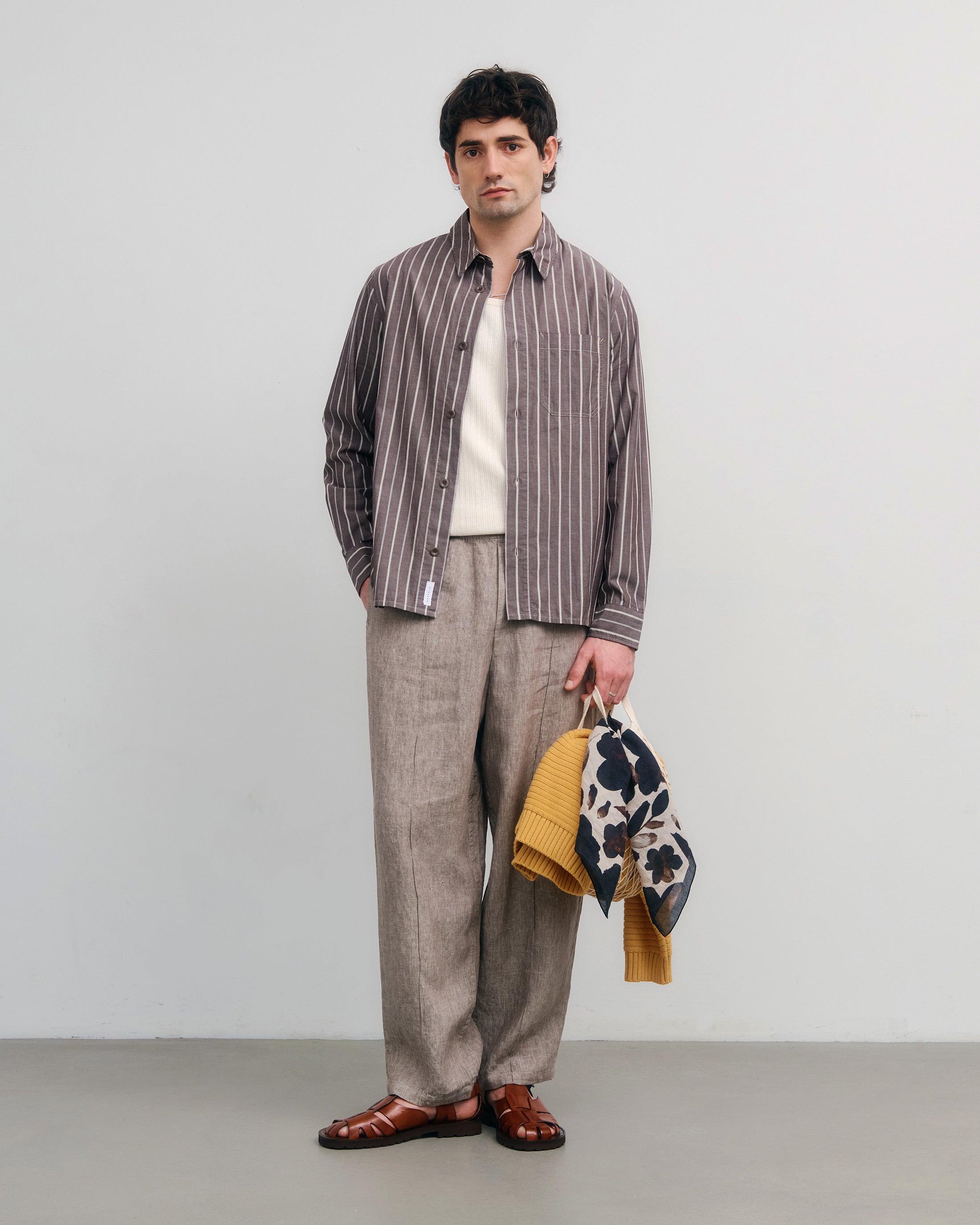 Braunes gestreiftes Hemd aus Bio-Baumwolle von Rotholz